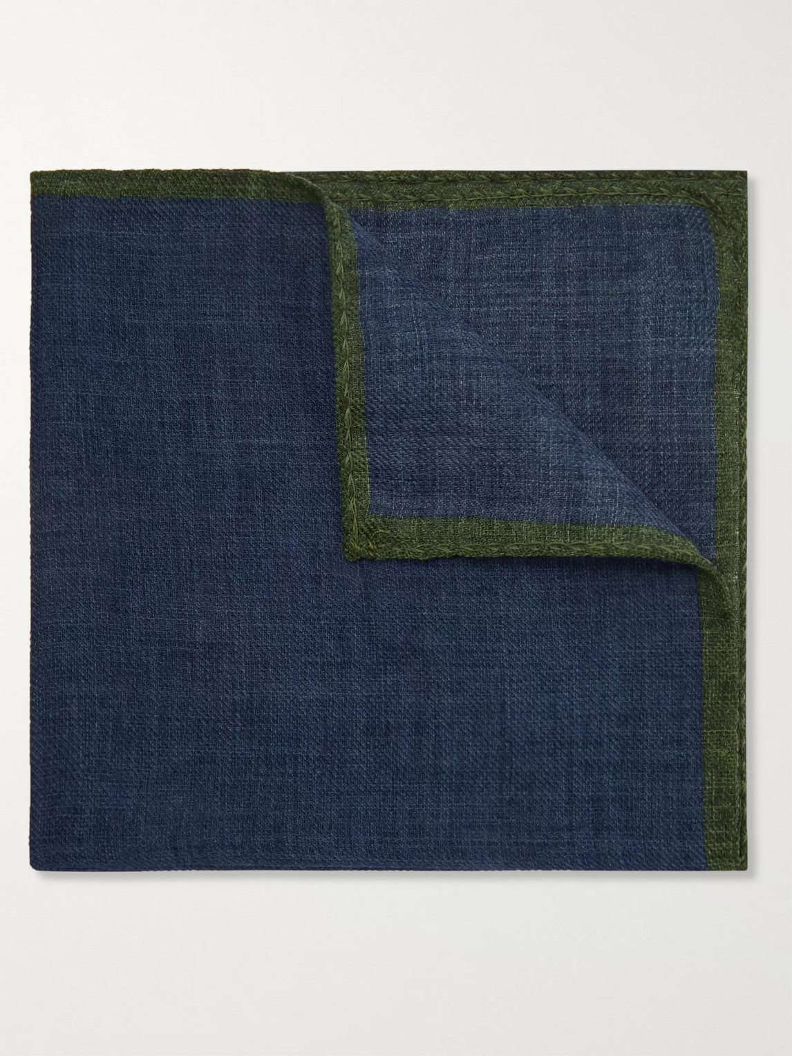 Anderson & Sheppard Contrast-tipped Wool Pocket Square In Blue