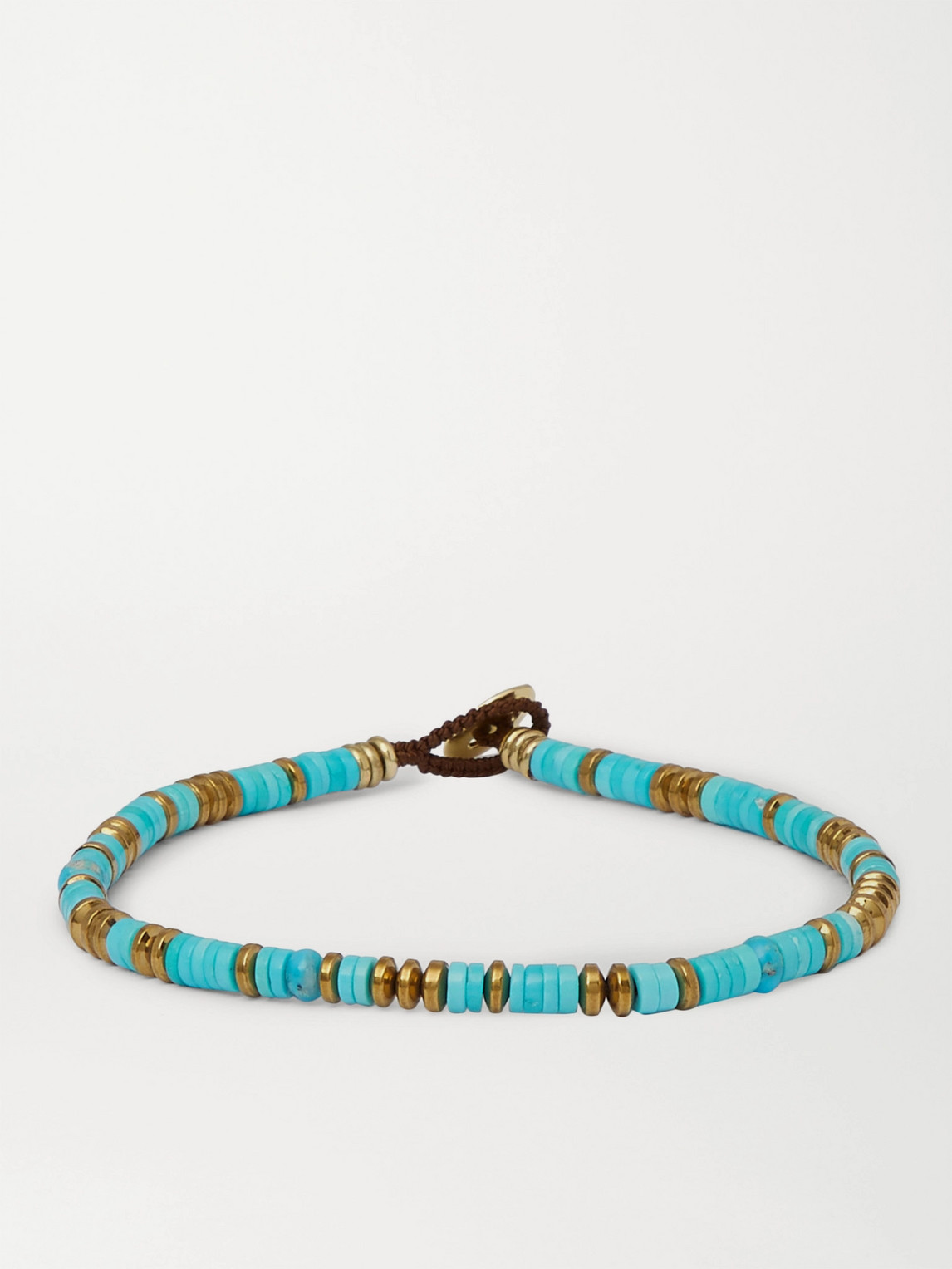 Mikia Turquoise, Hematite And Gold-tone Beaded Bracelet In Blue