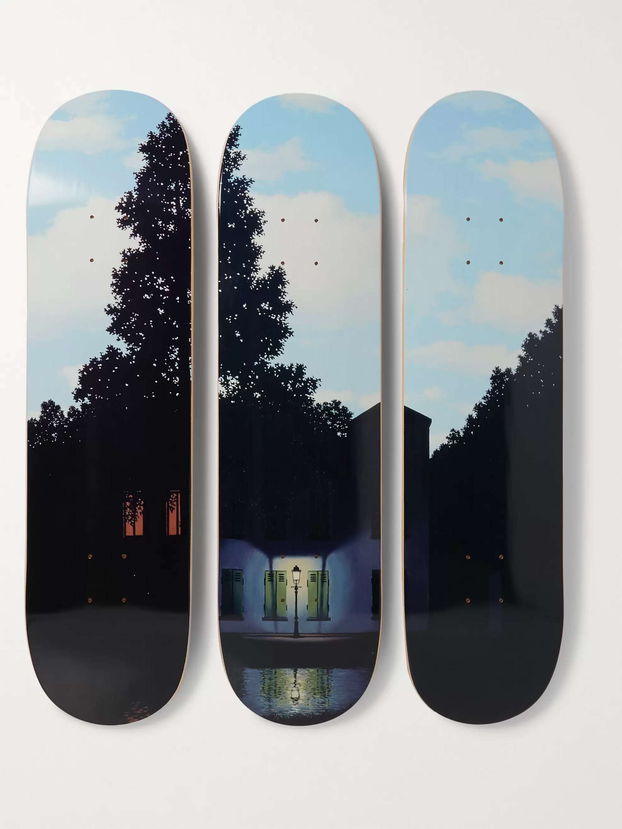 THE SKATEROOM + René Magritte Set of Three Printed Wooden Skateboards