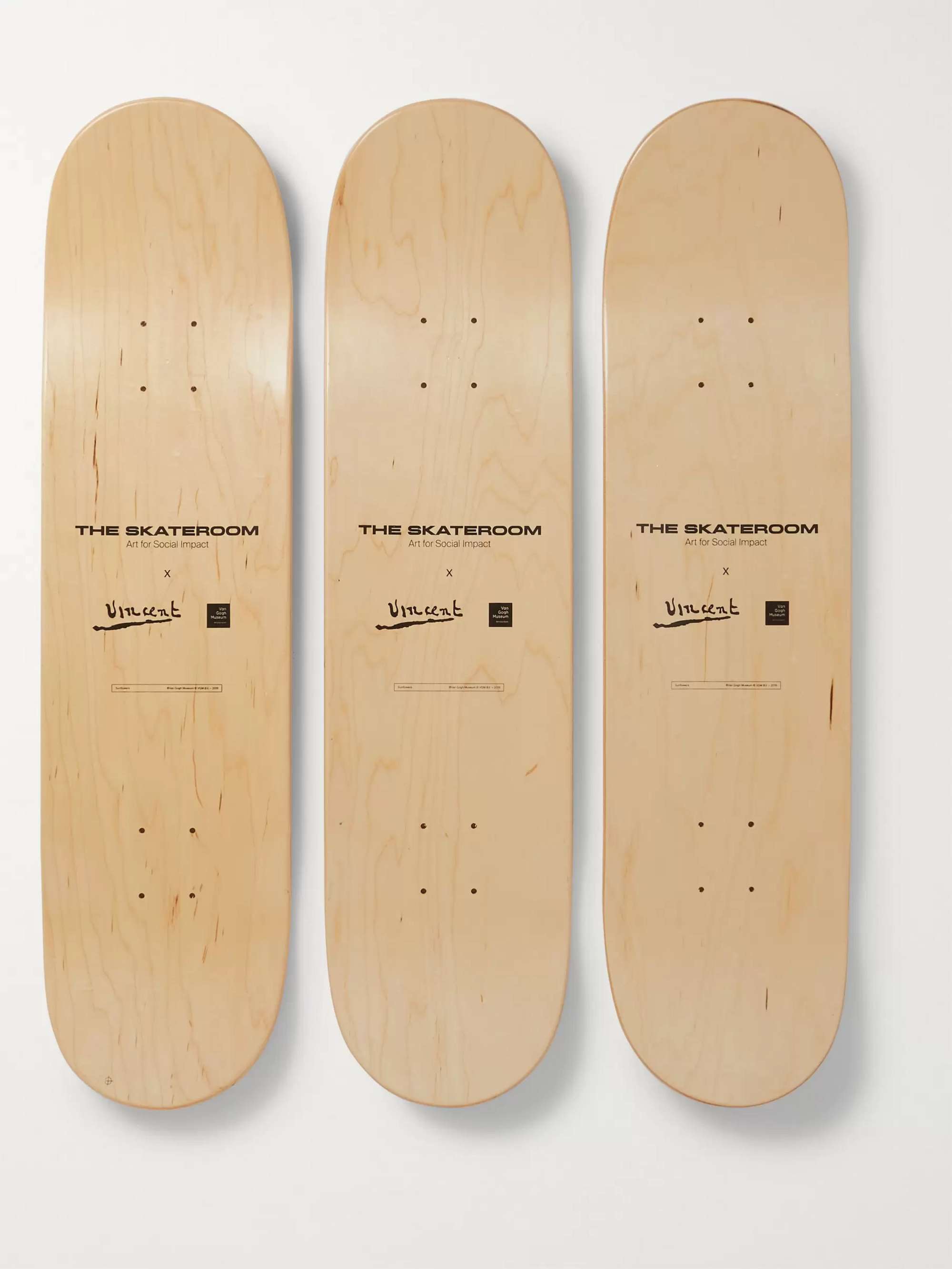THE SKATEROOM + Vincent Van Gogh Set of Three Printed Wooden Skateboards