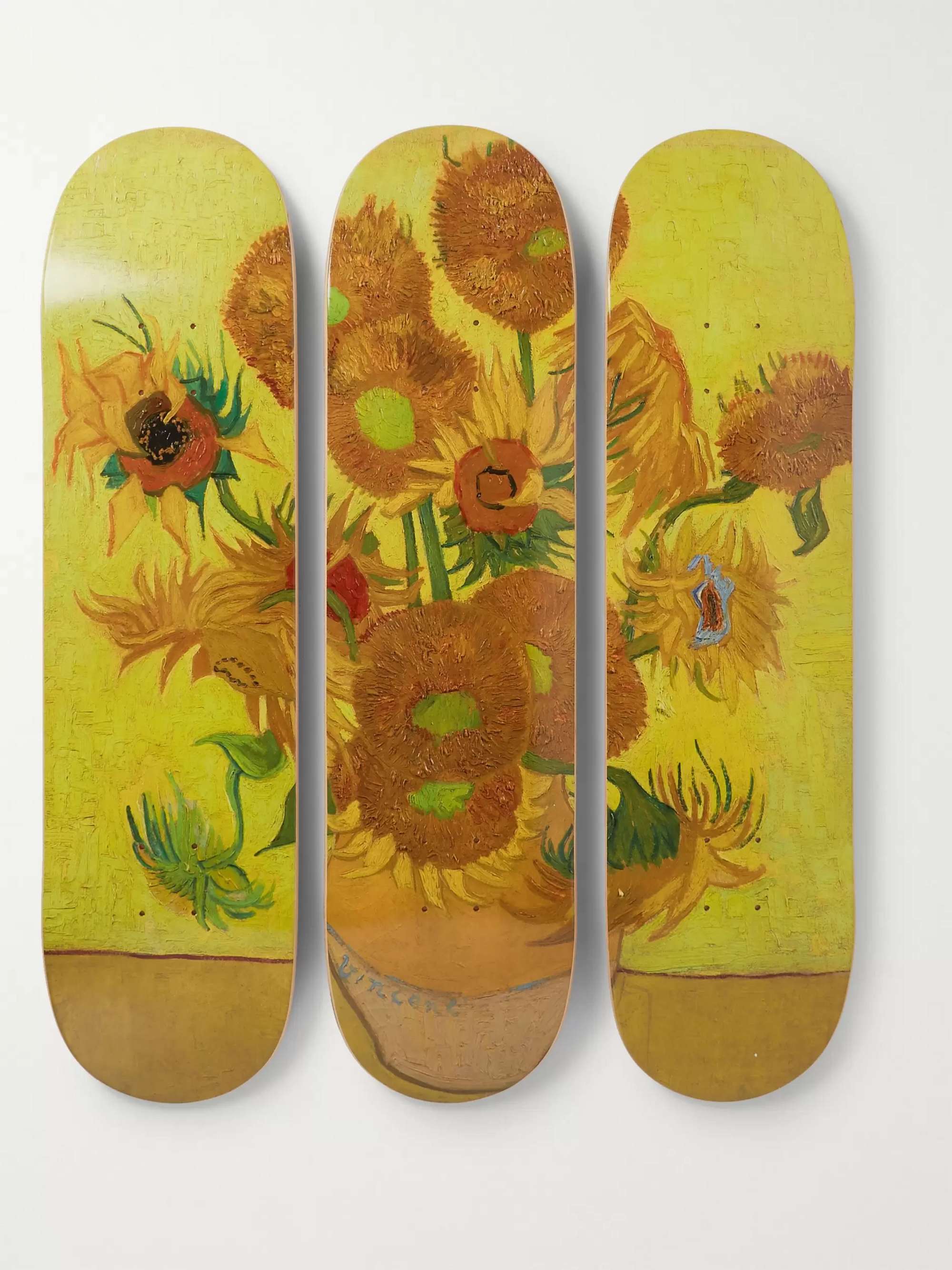 THE SKATEROOM + Vincent Van Gogh Set of Three Printed Wooden Skateboards
