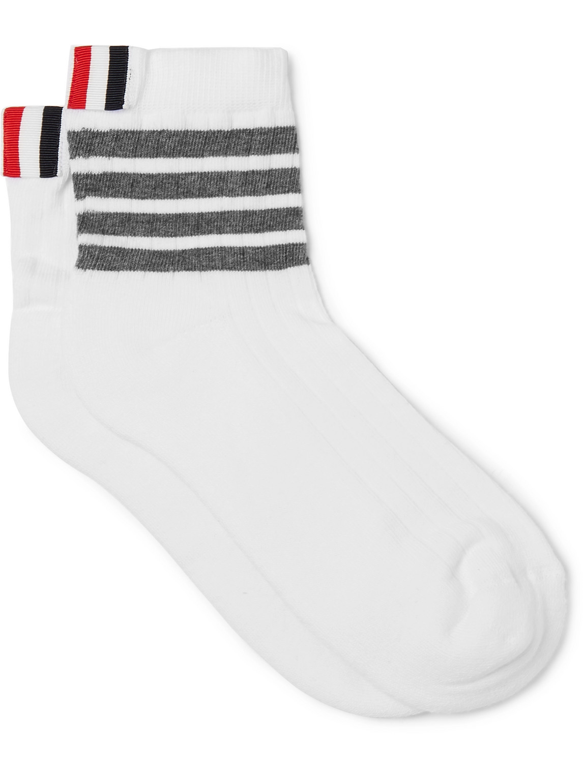 Thom Browne Striped Cotton Socks In White