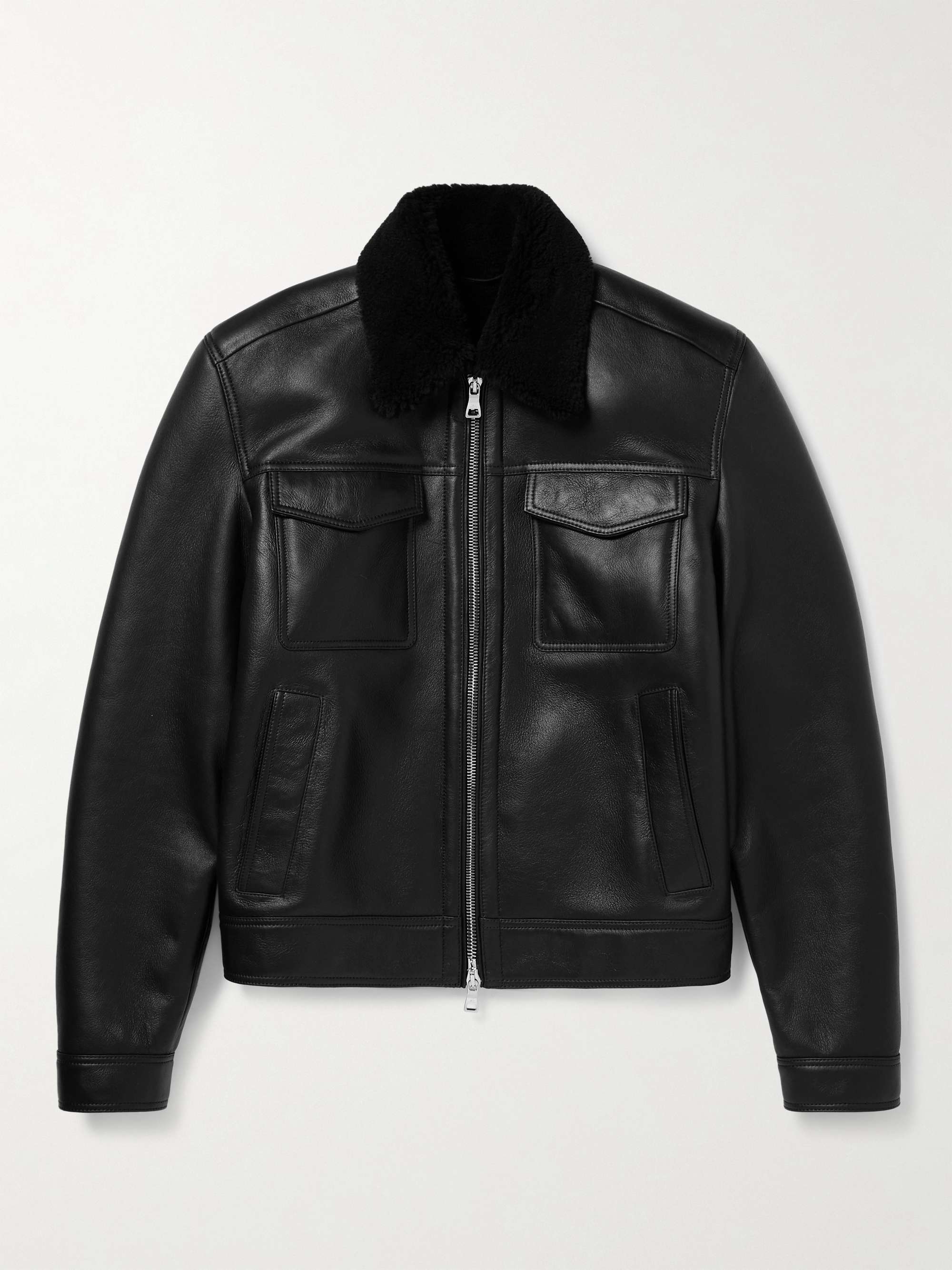 MR P. Nappa Leather and Shearling Trucker Jacket