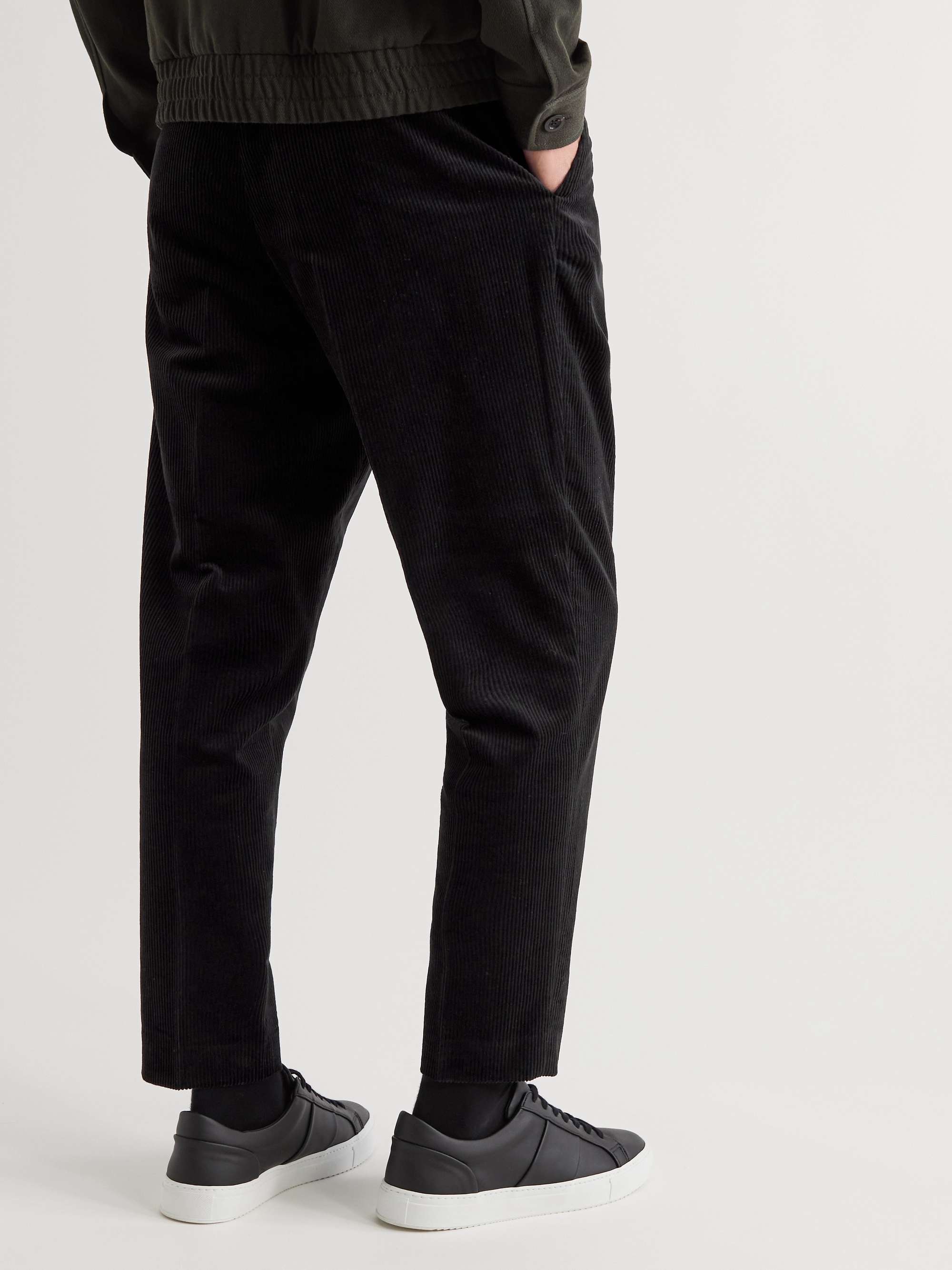MR P. Tapered Pleated Cotton and Cashmere-Blend Corduroy Trousers