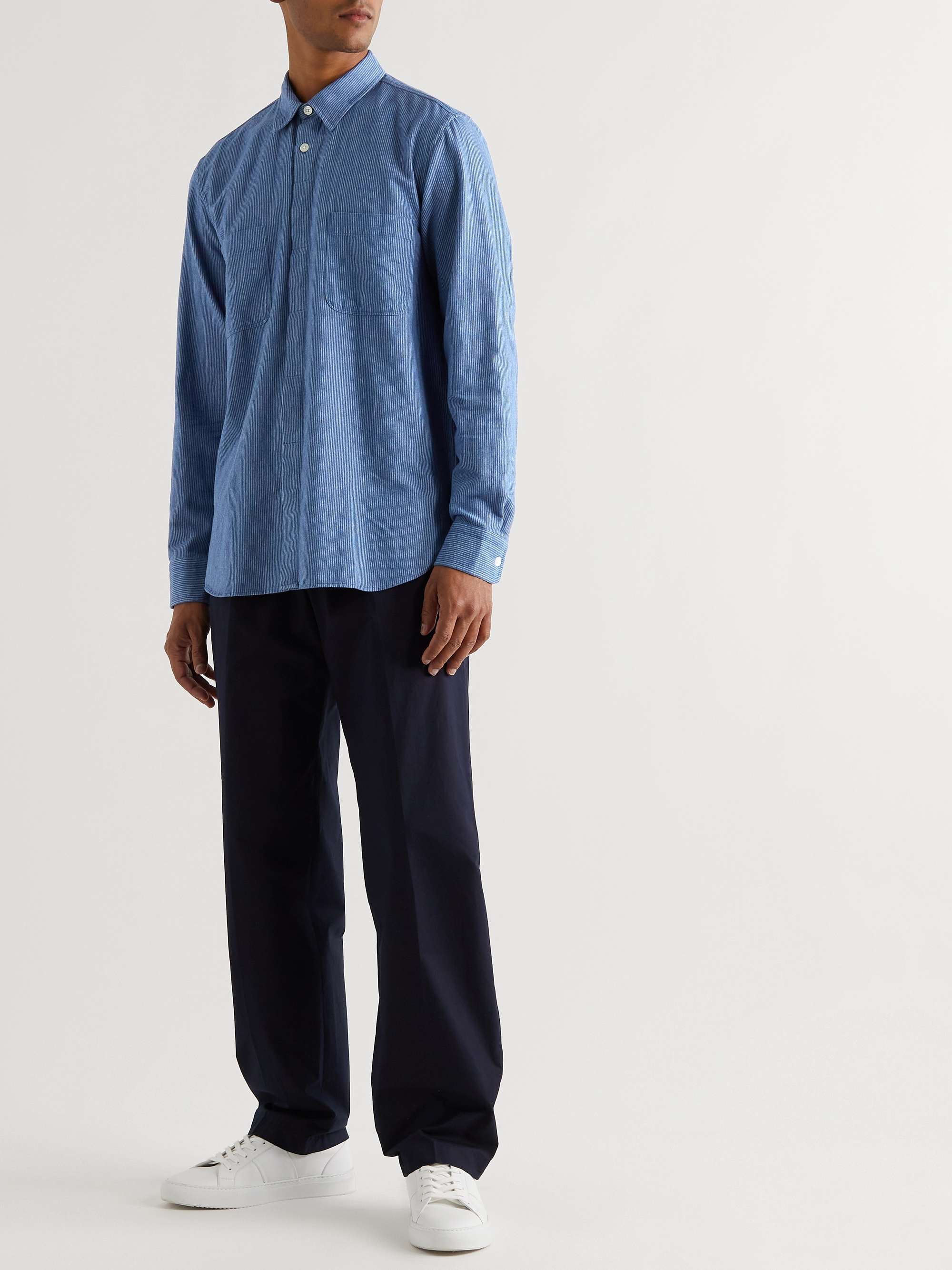 MR P. Pinstriped Cotton-Flannel Shirt