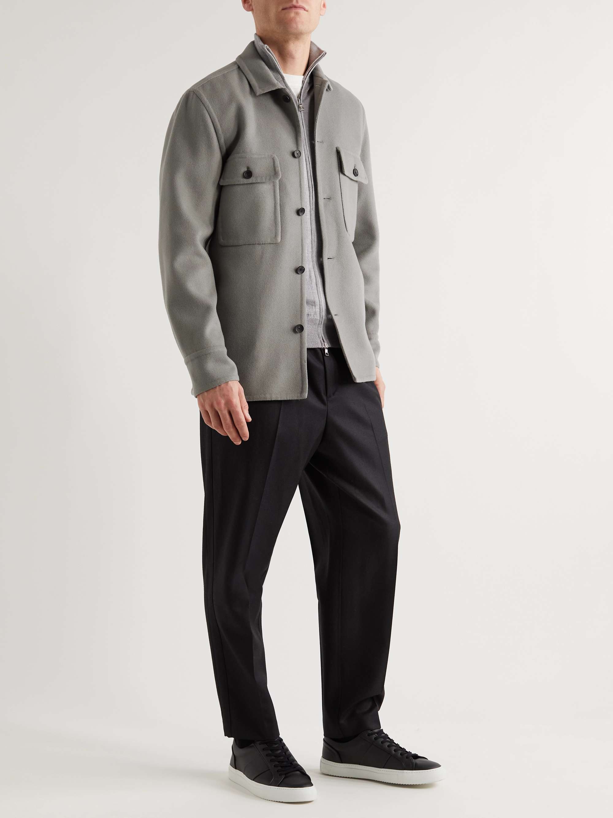 MR P. Double-Faced Splitable Cashmere and Virgin Wool-Blend Overshirt