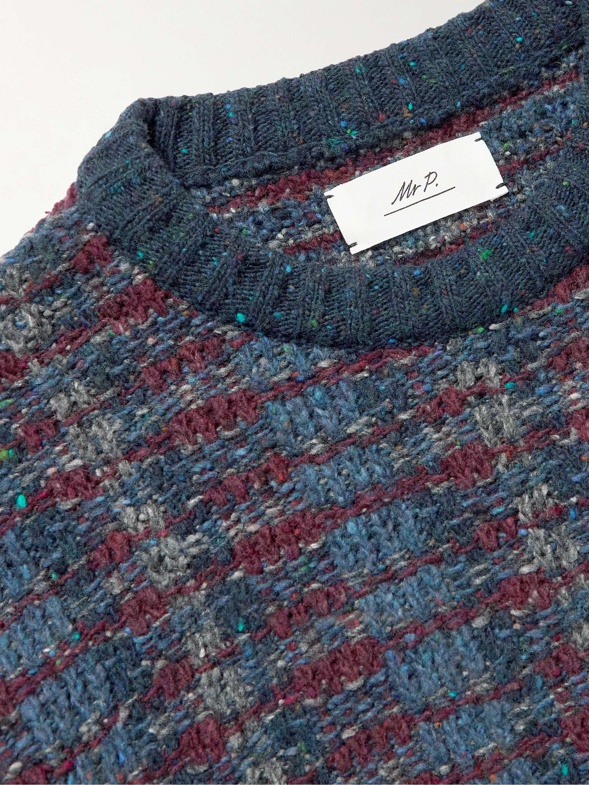 MR P. Checked Jacquard-Knit Recycled Wool-Blend Sweater