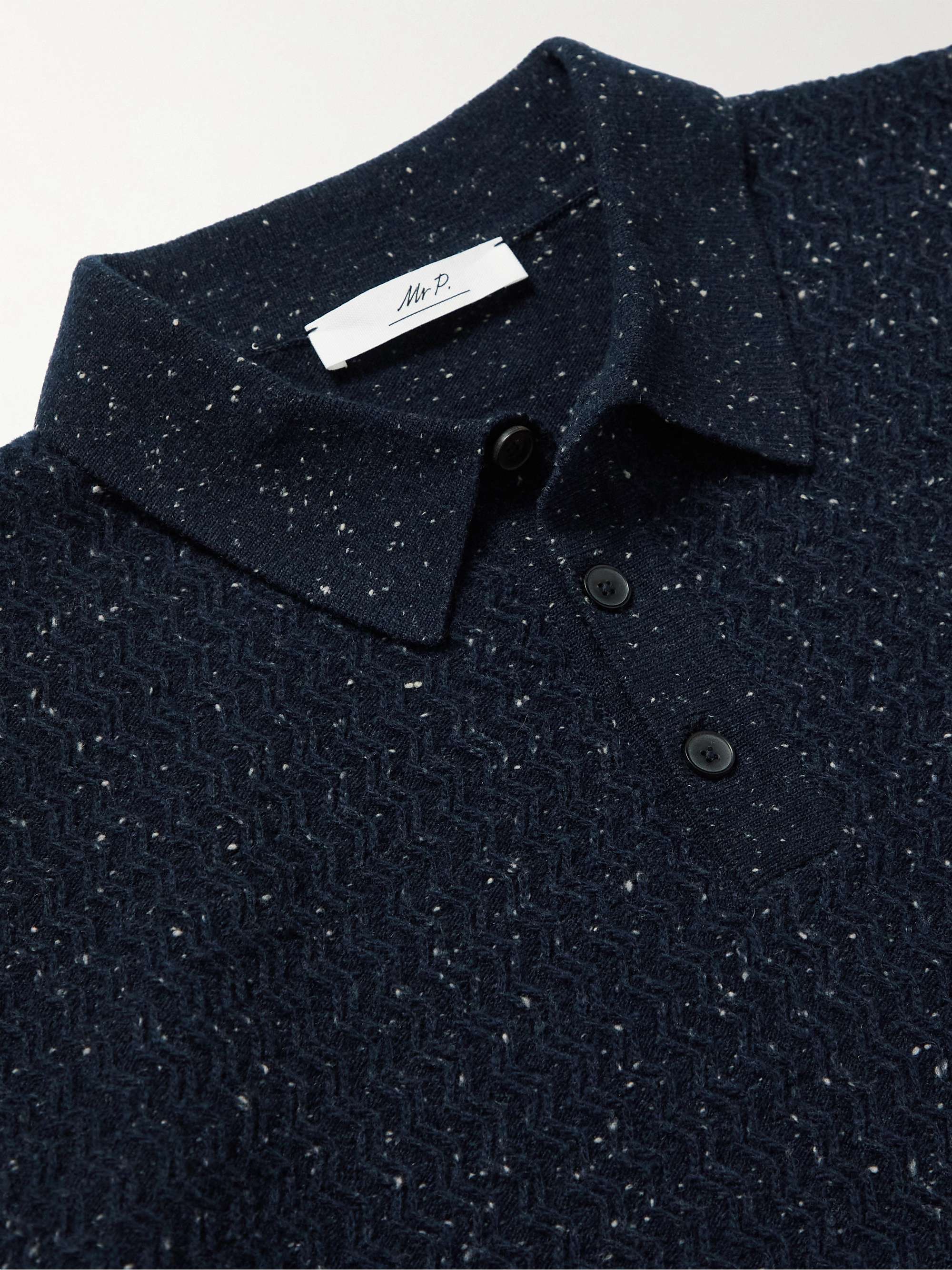 MR P. Racking Stitch Donegal Wool Polo Shirt