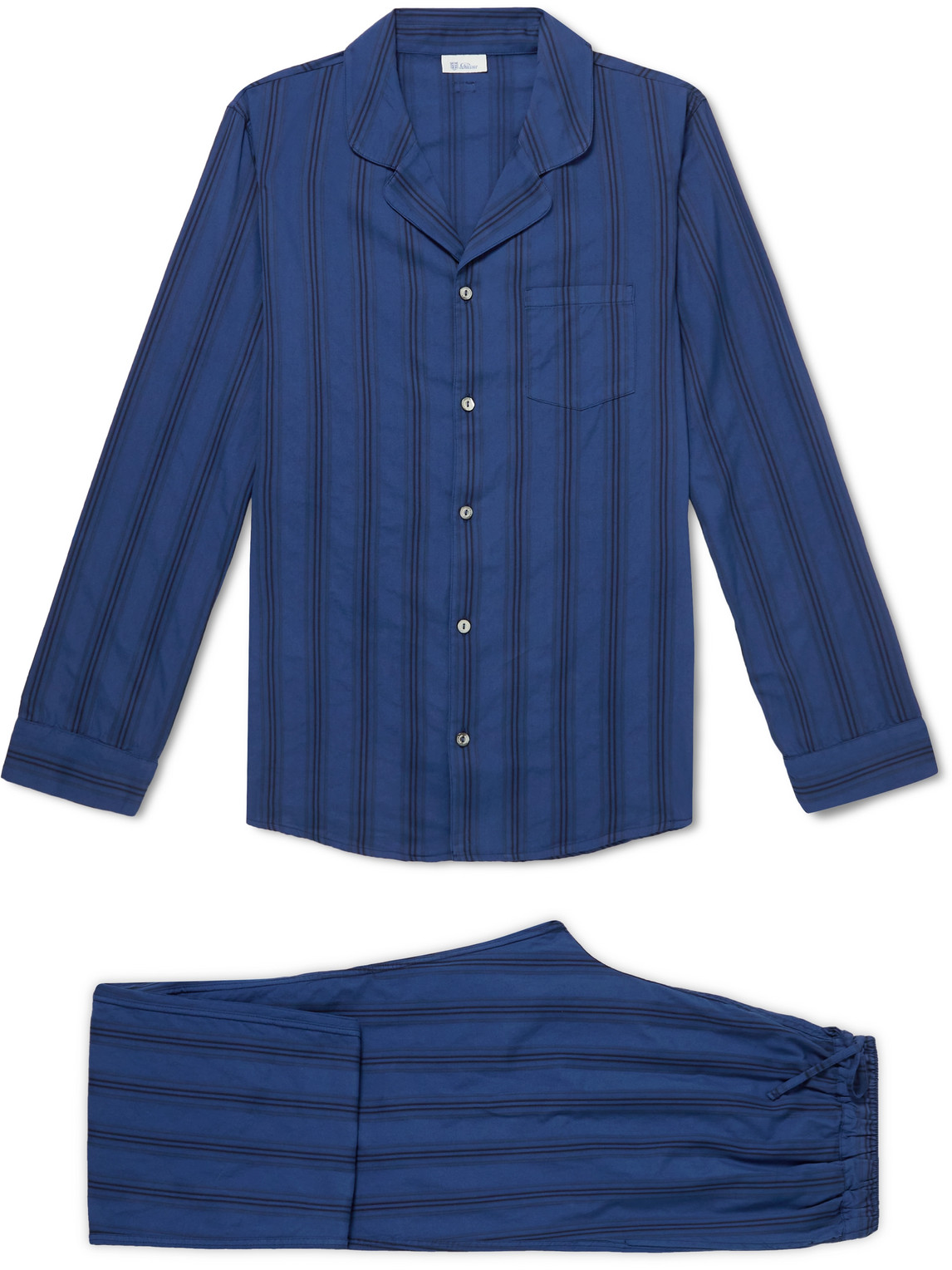 Schiesser Alfred Striped Cotton Twill Pyjamas In Blue
