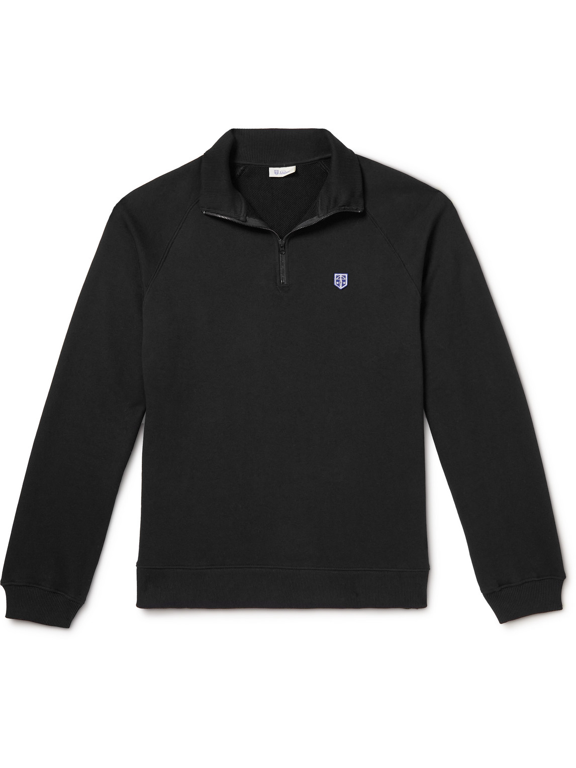 Schiesser Karl Cotton-jersey Half-zip Sweatshirt In Black