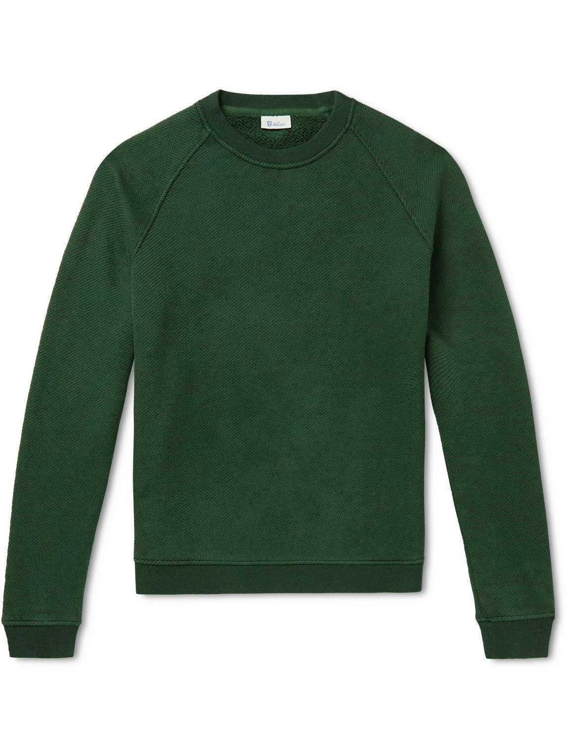 Schiesser Jan Textured Organic Cotton-blend Sweatshirt In Green