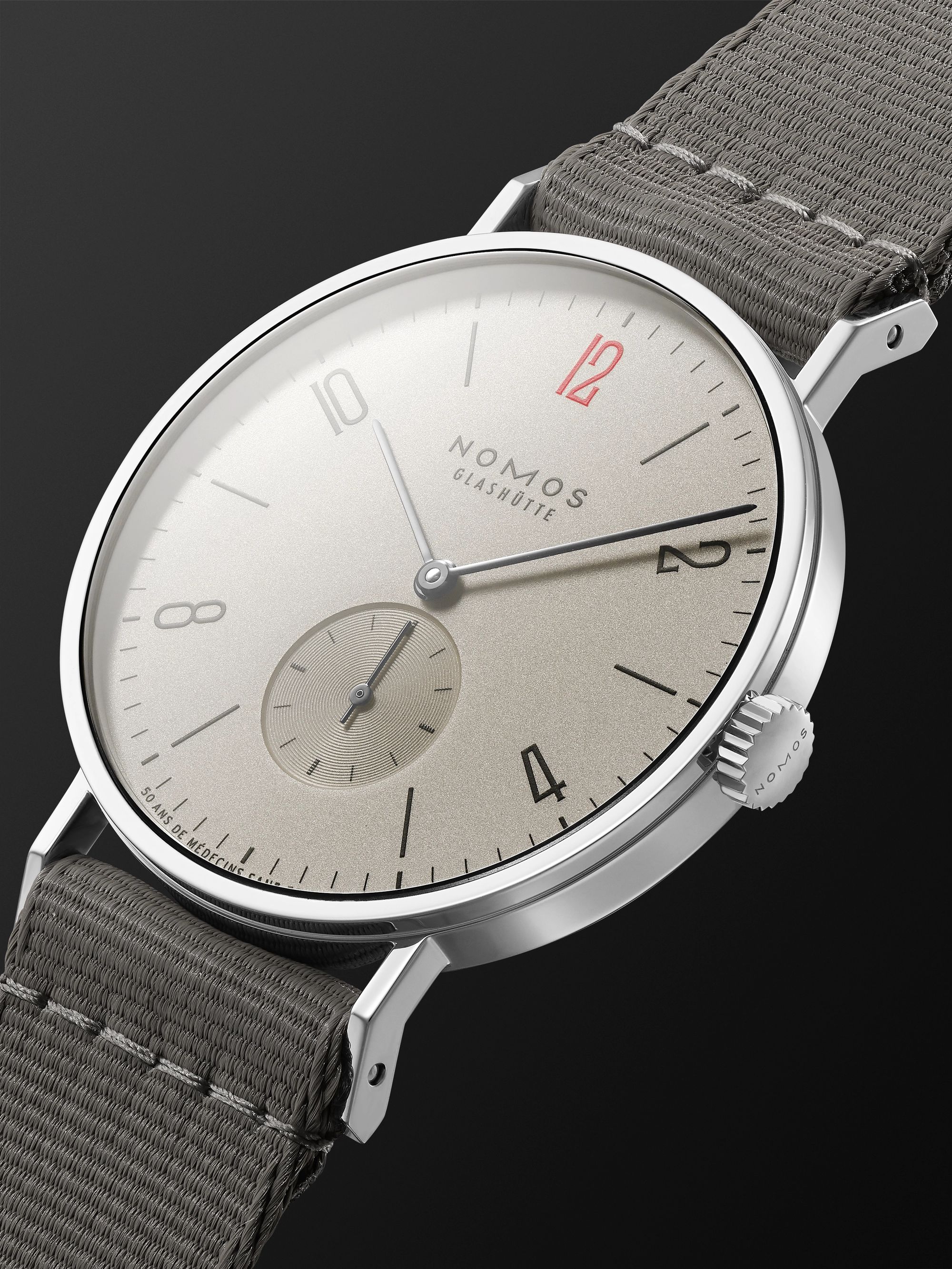 NOMOS GLASHÜTTE Tangente 38 Limited Edition Hand-Wound 37.5mm Stainless Steel and Canvas Watch, Ref. No. 165.S50