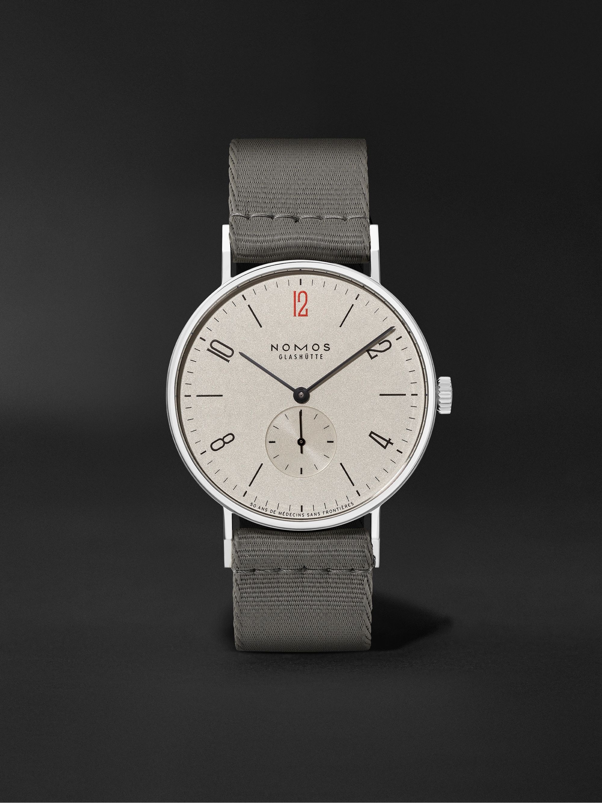 NOMOS GLASHÜTTE Tangente 38 Limited Edition Hand-Wound 37.5mm Stainless Steel and Canvas Watch, Ref. No. 165.S50