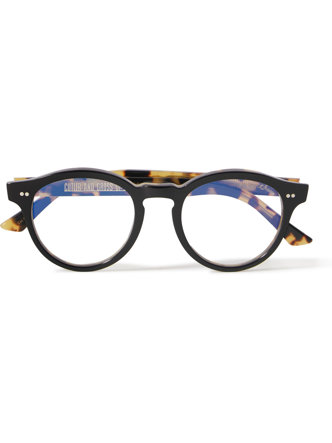 Cutler And Gross 1378 Round-frame Acetate Blue Light-blocking Optical Glasses In Black