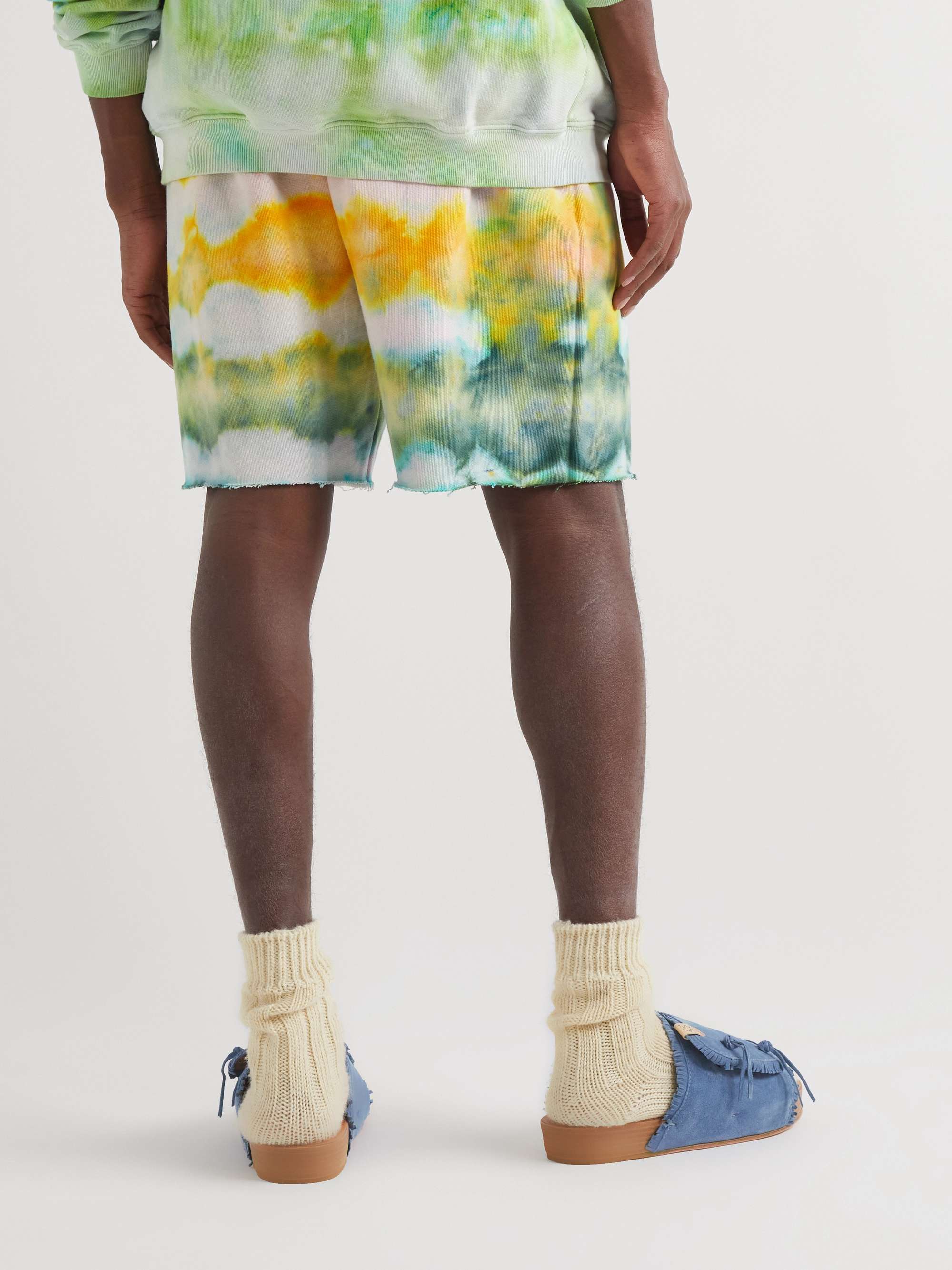 CAMP HIGH Straight-Leg Tie-Dyed Cotton-Jersey Drawstring Shorts