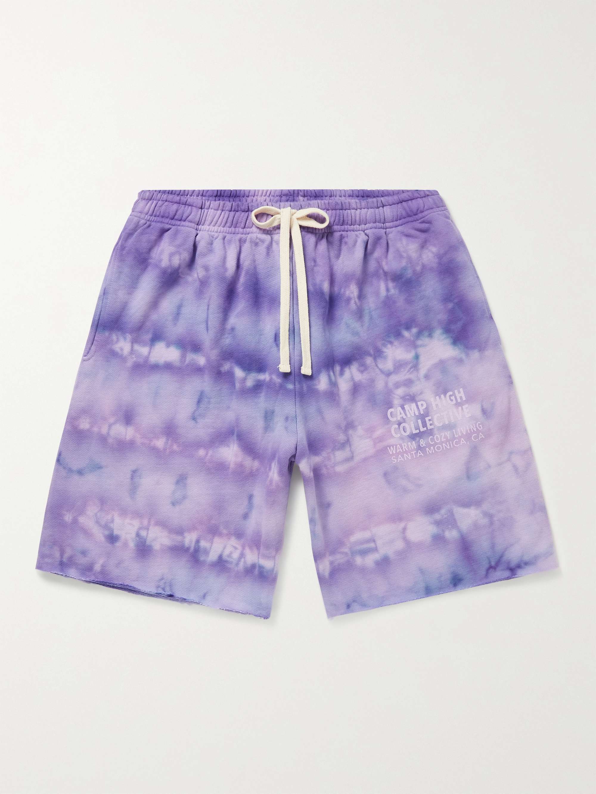 CAMP HIGH Straight-Leg Tie-Dyed Cotton-Jersey Drawstring Shorts
