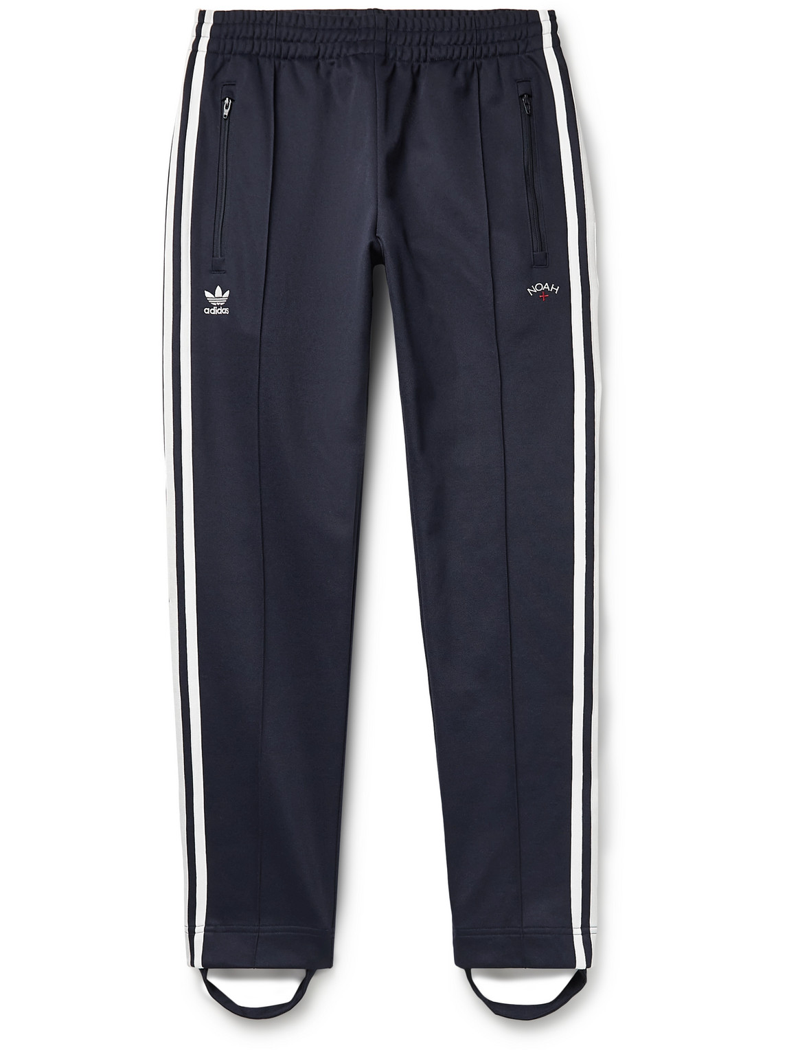 Adidas Consortium Noah Slim-fit Logo-embroidered Cotton-blend Tech-jersey Track Pants In Blue