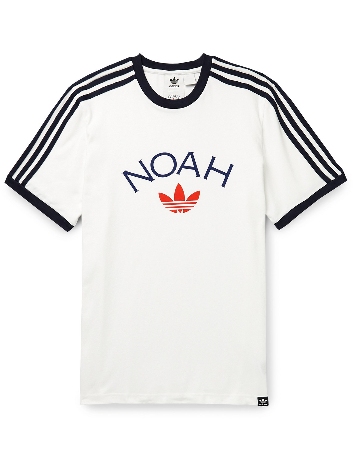 Adidas Consortium Noah Striped Logo-print Cotton-jersey T-shirt In White