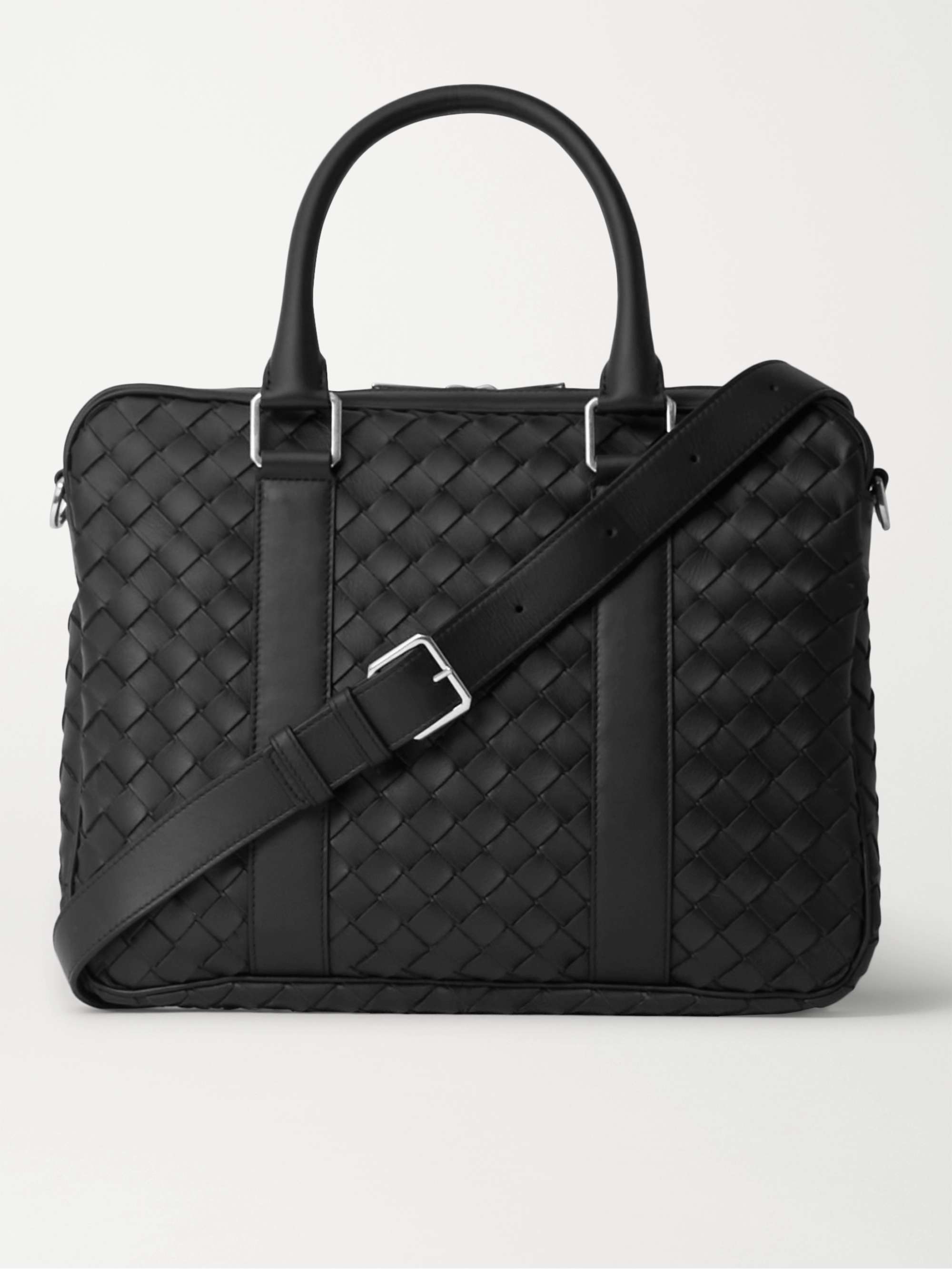 Mens Bags Briefcases and laptop bags Bottega Veneta Intrecciato Leather Briefcase in Black for Men 