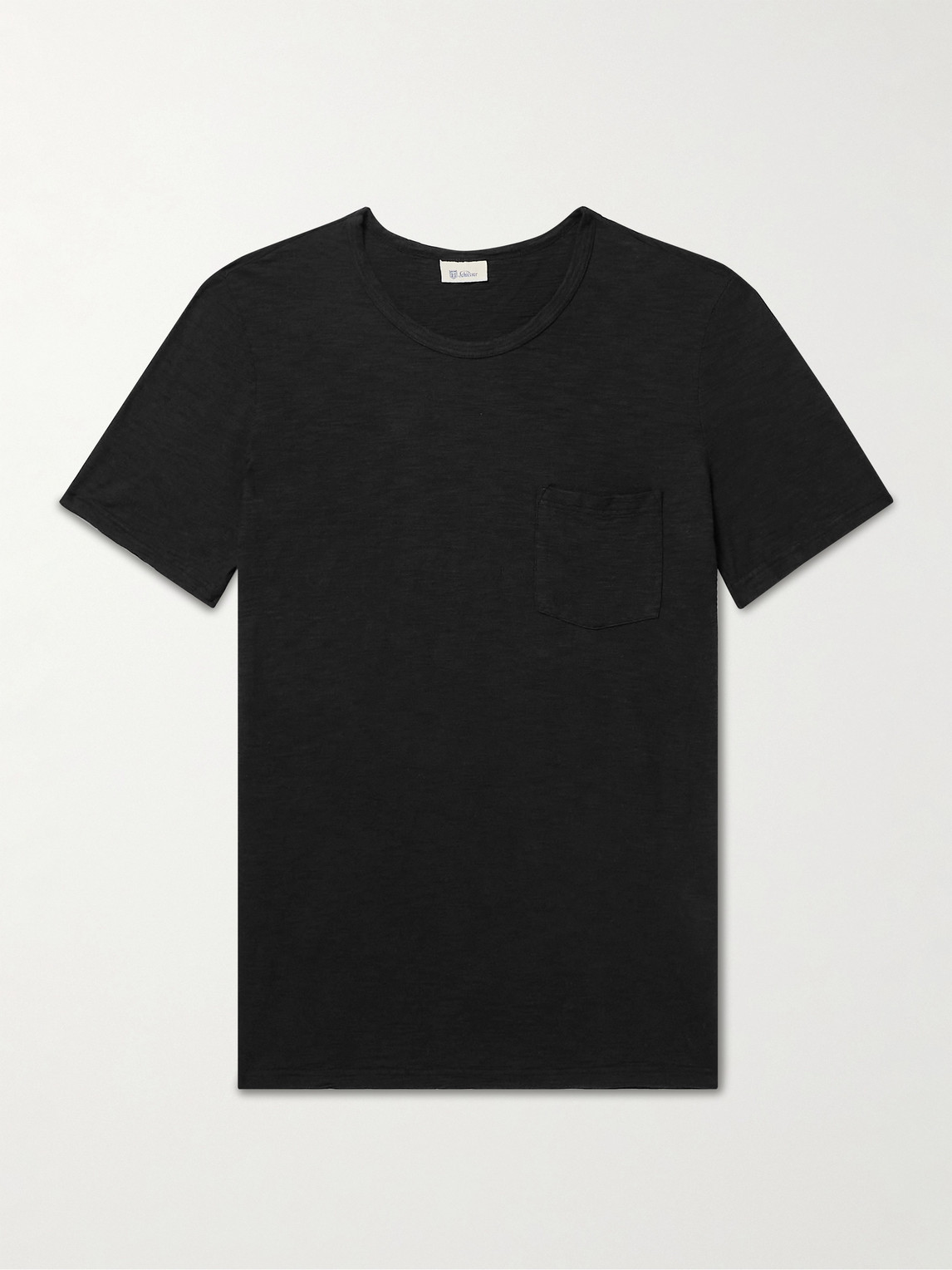 Schiesser Slub Cotton-jersey T-shirt In Black