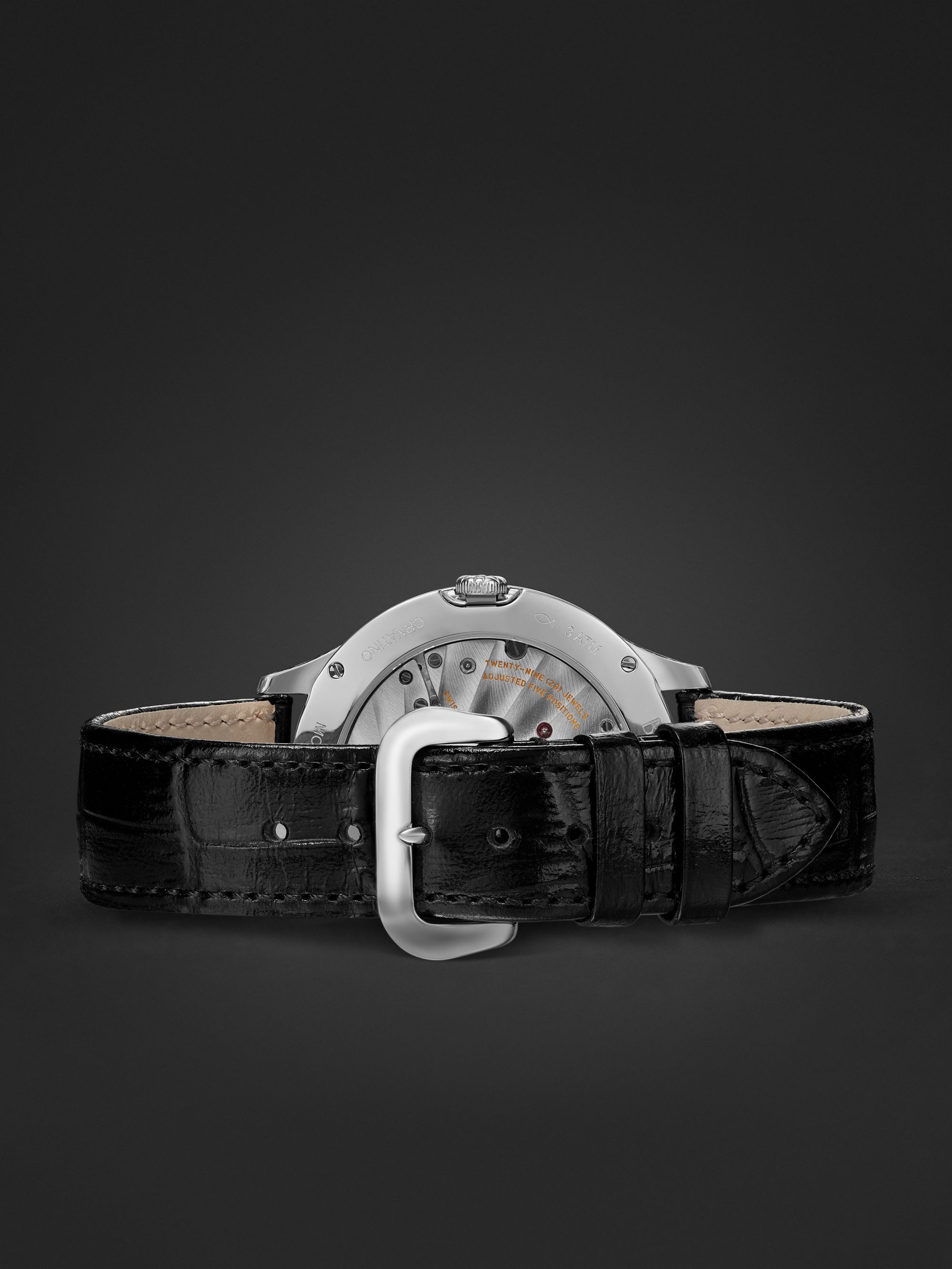 BUCCELLATI Ornatino Automatic 42mm 18-Karat White Gold and Croc-Effect Leather Watch, Ref. No. WAUMGE014581