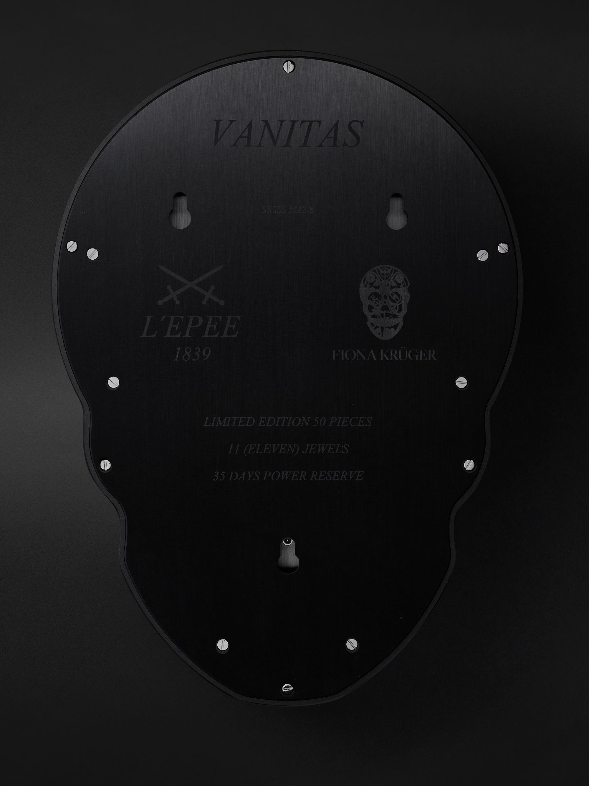 L’ÉPÉE 1839 + Fiona Krüger Vanitas Limited Edition Hand-Wound Palladium-Coated and PVD Wall Clock