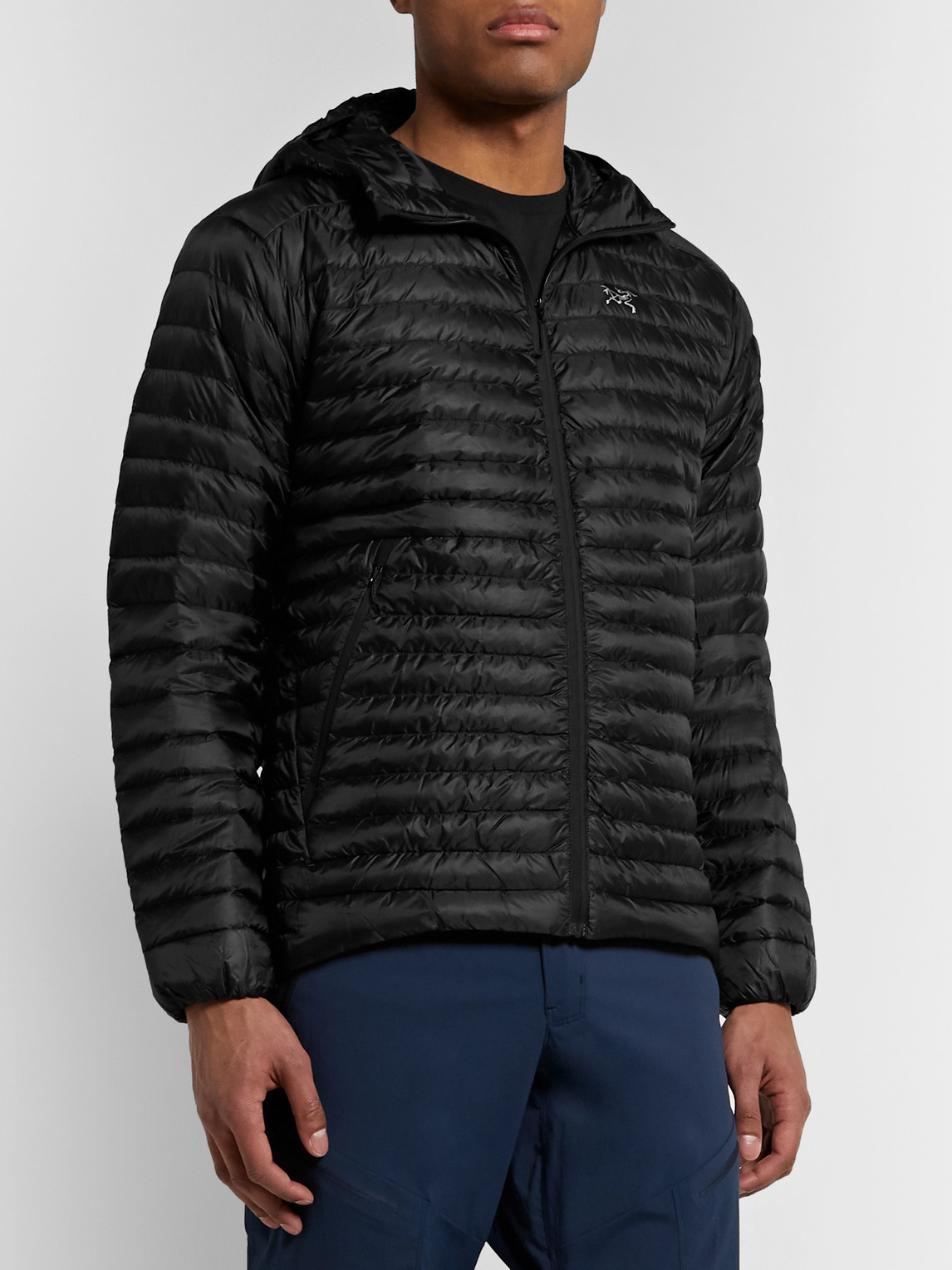 Shop Arc'teryx Cerium Sl Packable Quilted Shell Hooded Down Jacket In Black
