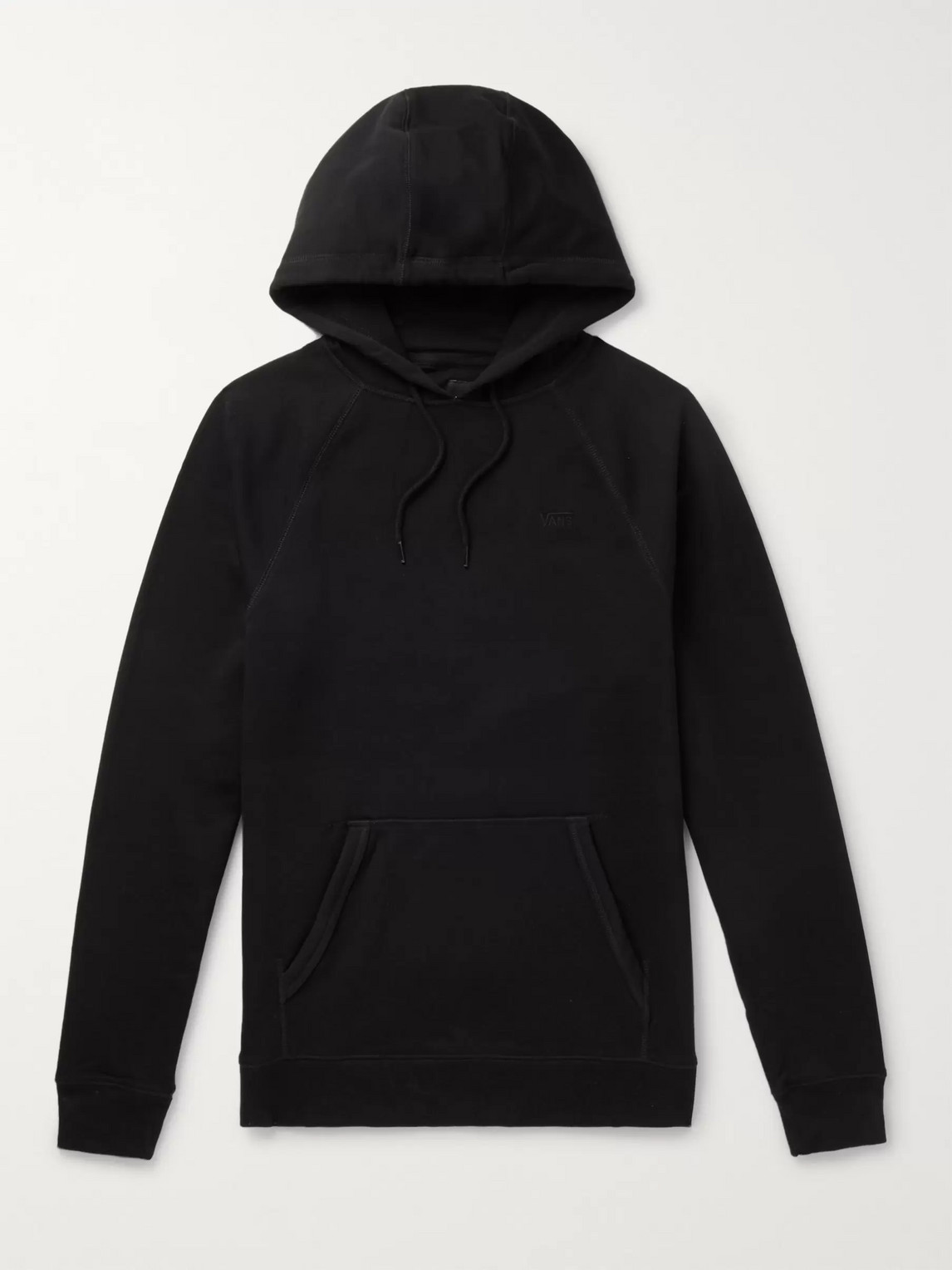 Vans Versa Logo-embroidered Fleece-back Cotton-blend Jersey Hoodie In Black