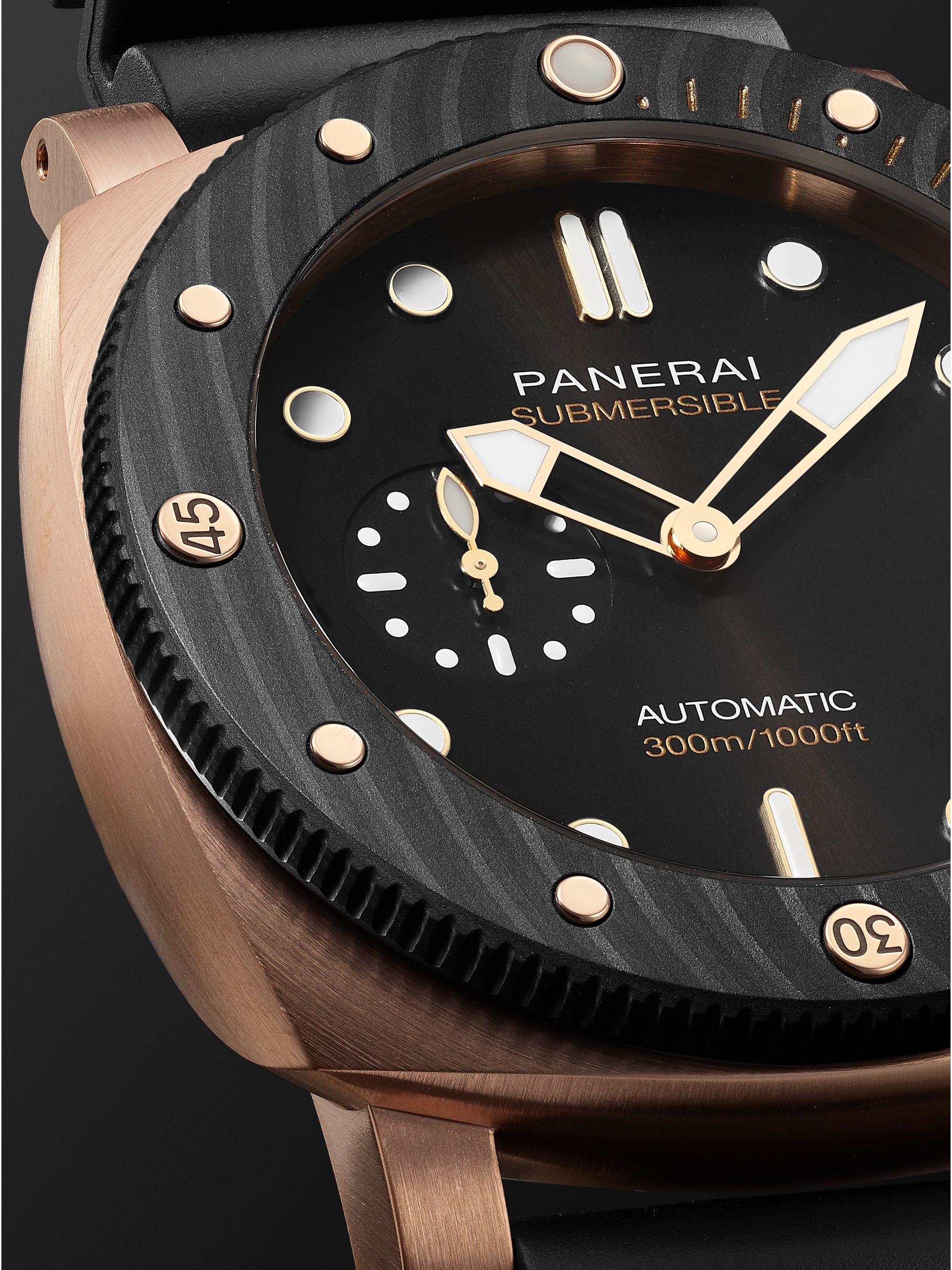 PANERAI Submersible OroCarbo Automatic 44mm Goldtech and Rubber Watch, Ref. No. PAM01070