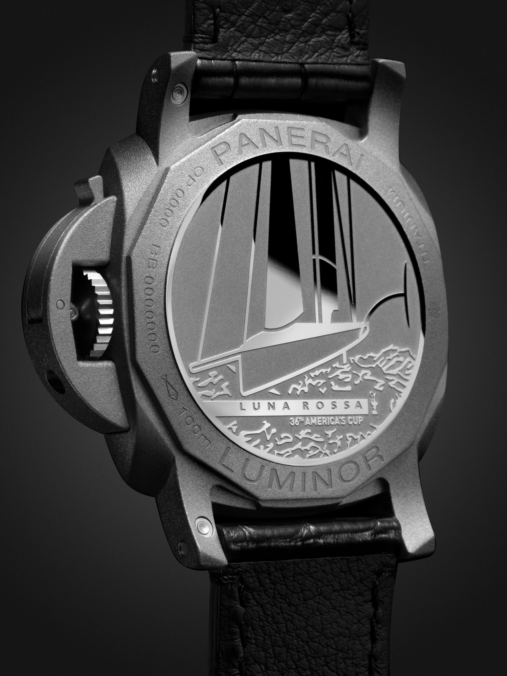 PANERAI Luminor Luna Rossa GMT Limited Edition Automatic 42mm Titanium and Alligator Watch, Ref. No. PAM01096