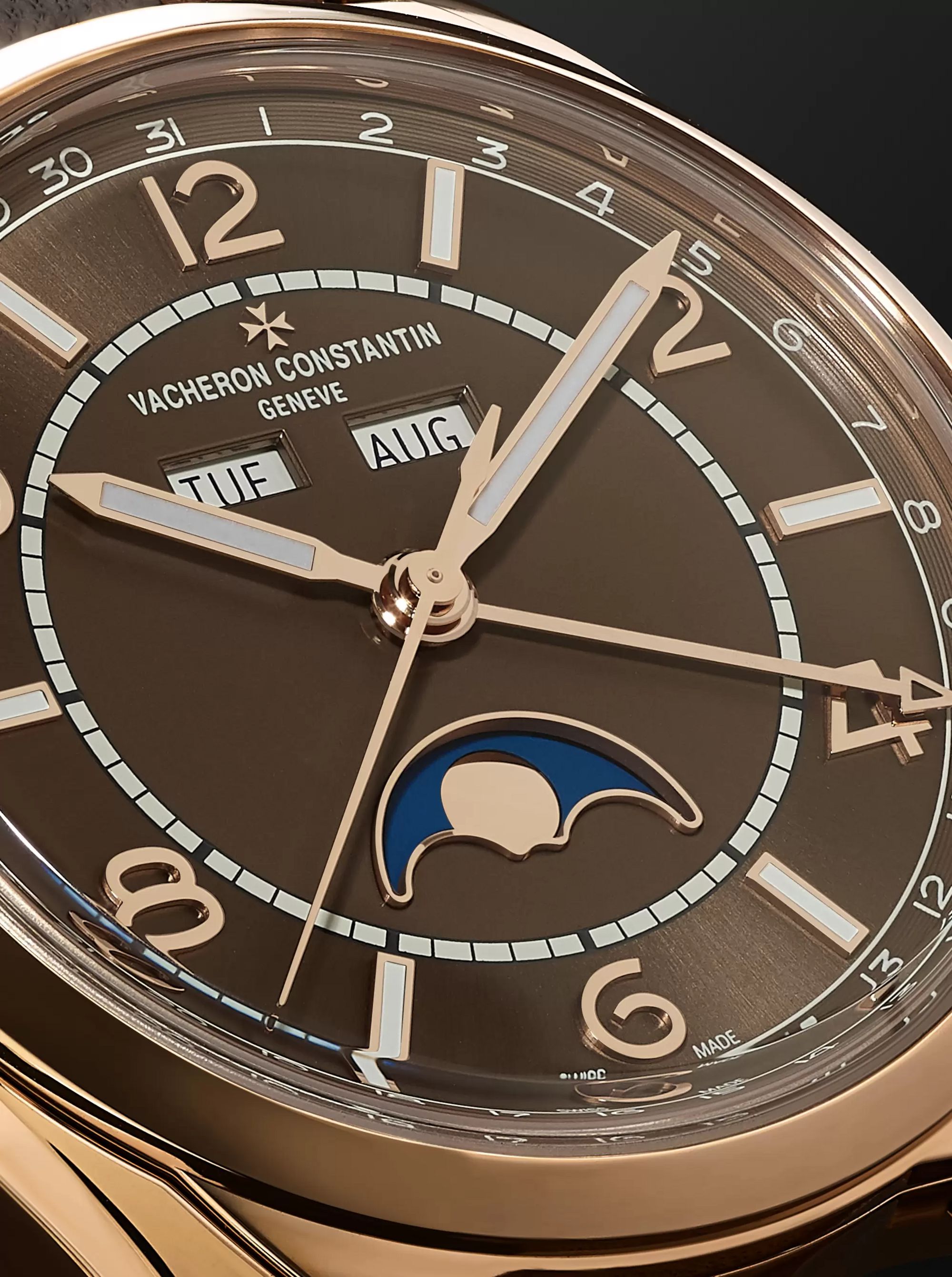VACHERON CONSTANTIN Fiftysix Complete Calendar Automatic 40mm 18-Karat Pink Gold and Leather Watch, Ref. No. 4000E/000R-B065