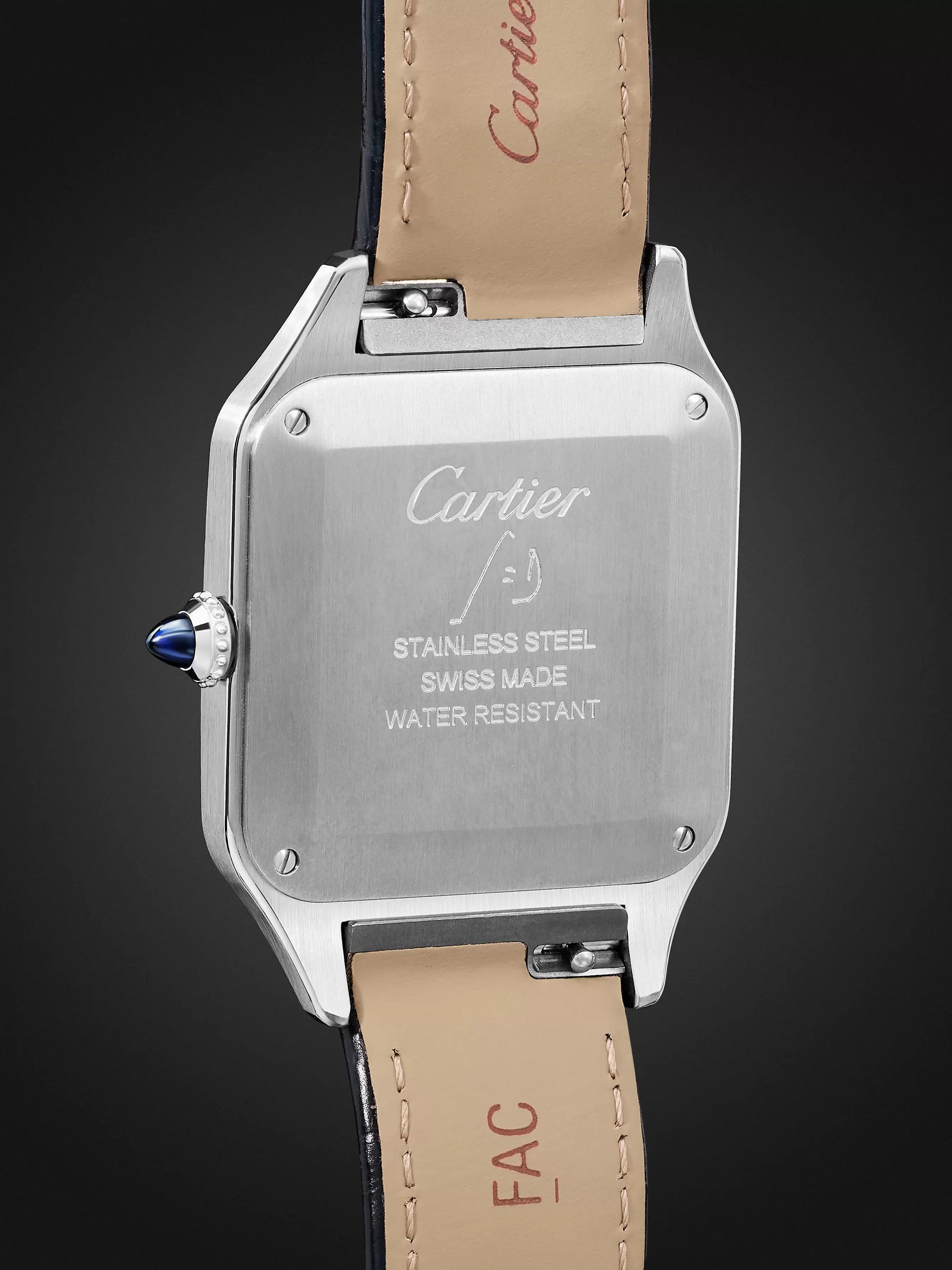 CARTIER Santos-Dumont 31.4mm Large Steel and Alligator Watch, Ref. No. WSSA0022