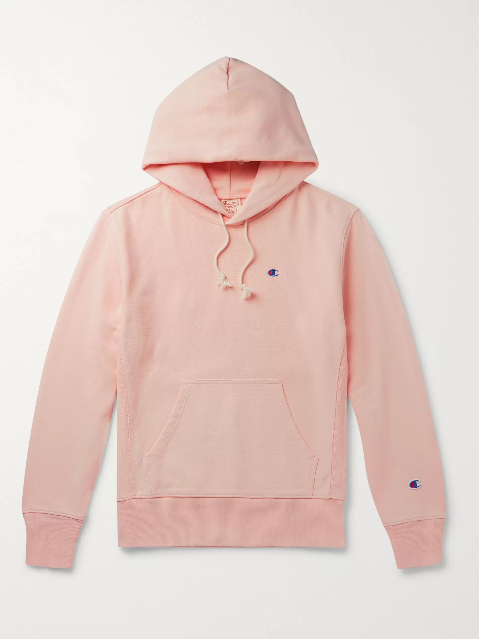 pink champion logo hoodie