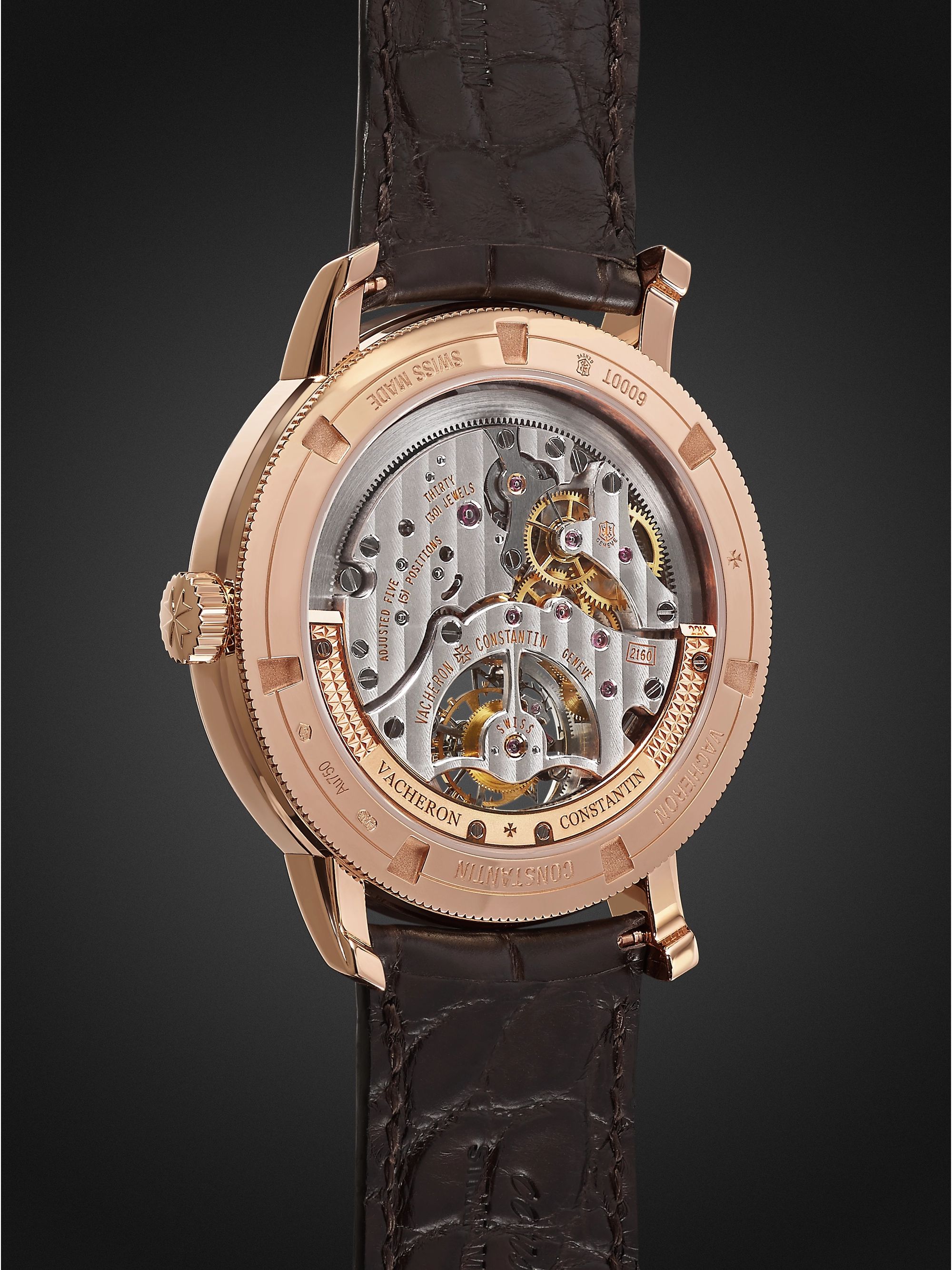 VACHERON CONSTANTIN Traditionnelle Tourbillon Automatic 41mm 18-Karat Pink Gold and Alligator Watch, Ref. No. 6000T/000R-B346