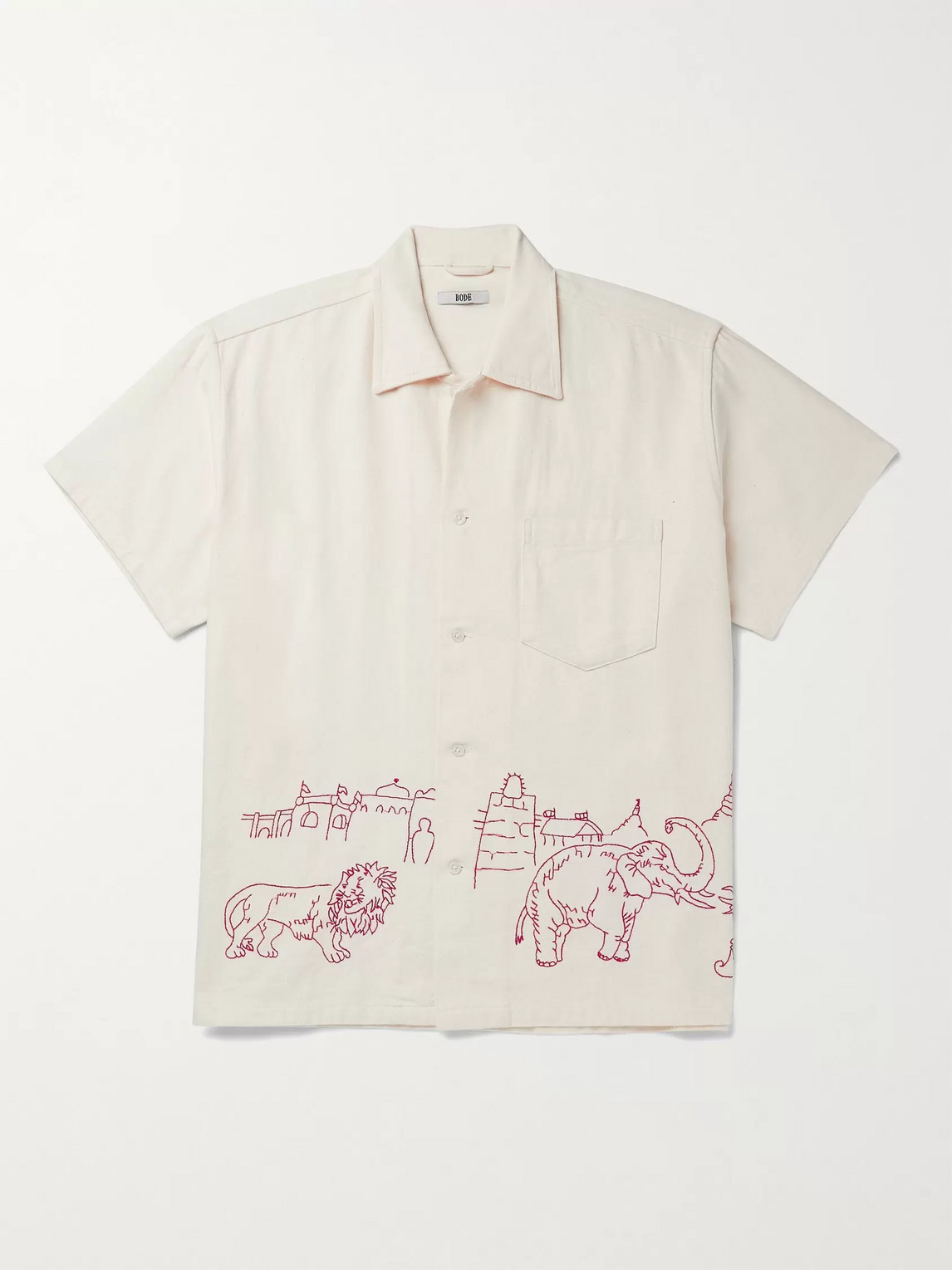 BODE EMBROIDERED COTTON-CANVAS SHIRT