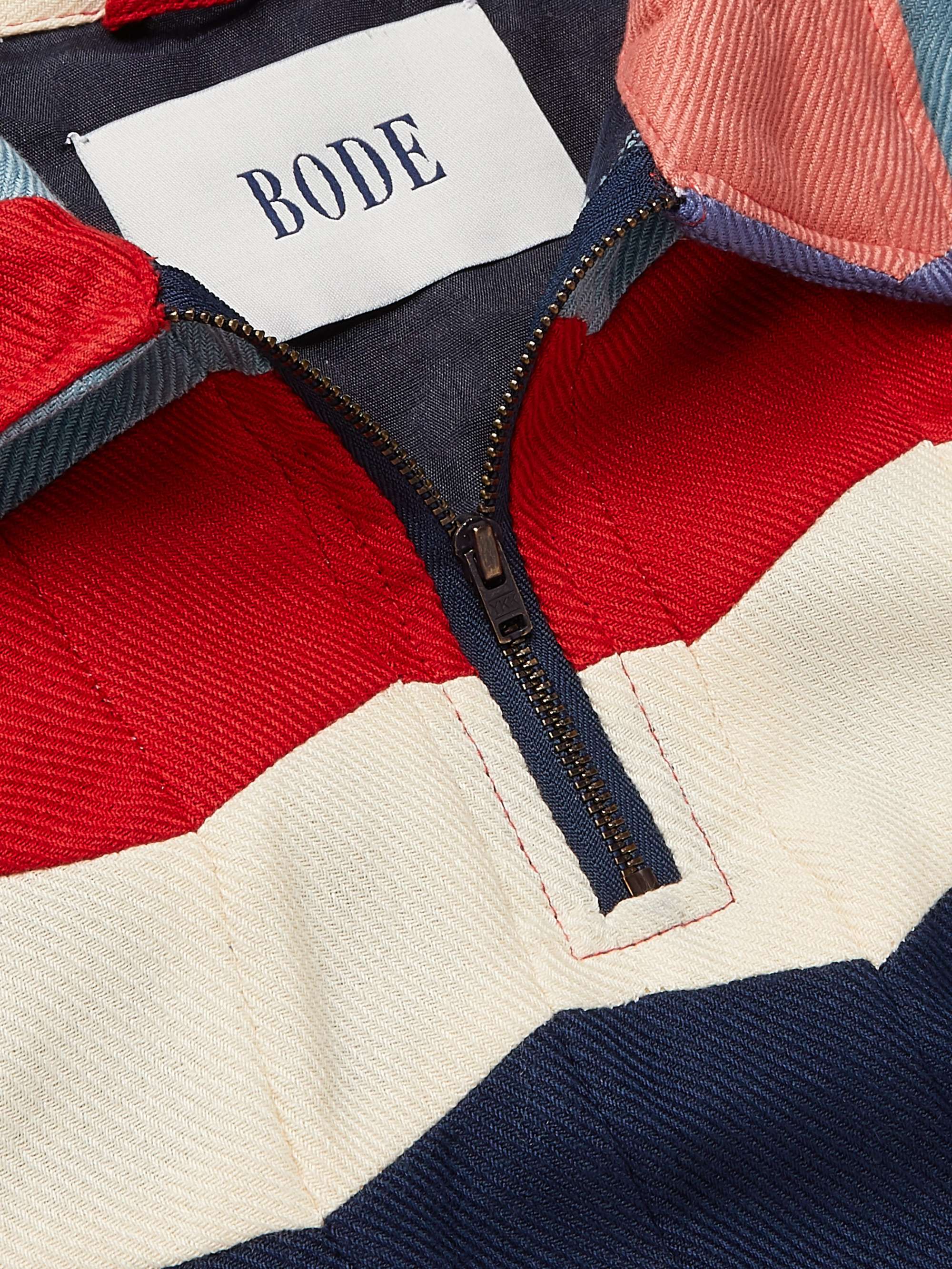 BODE Striped Quilted Twill Half-Zip Polo Shirt