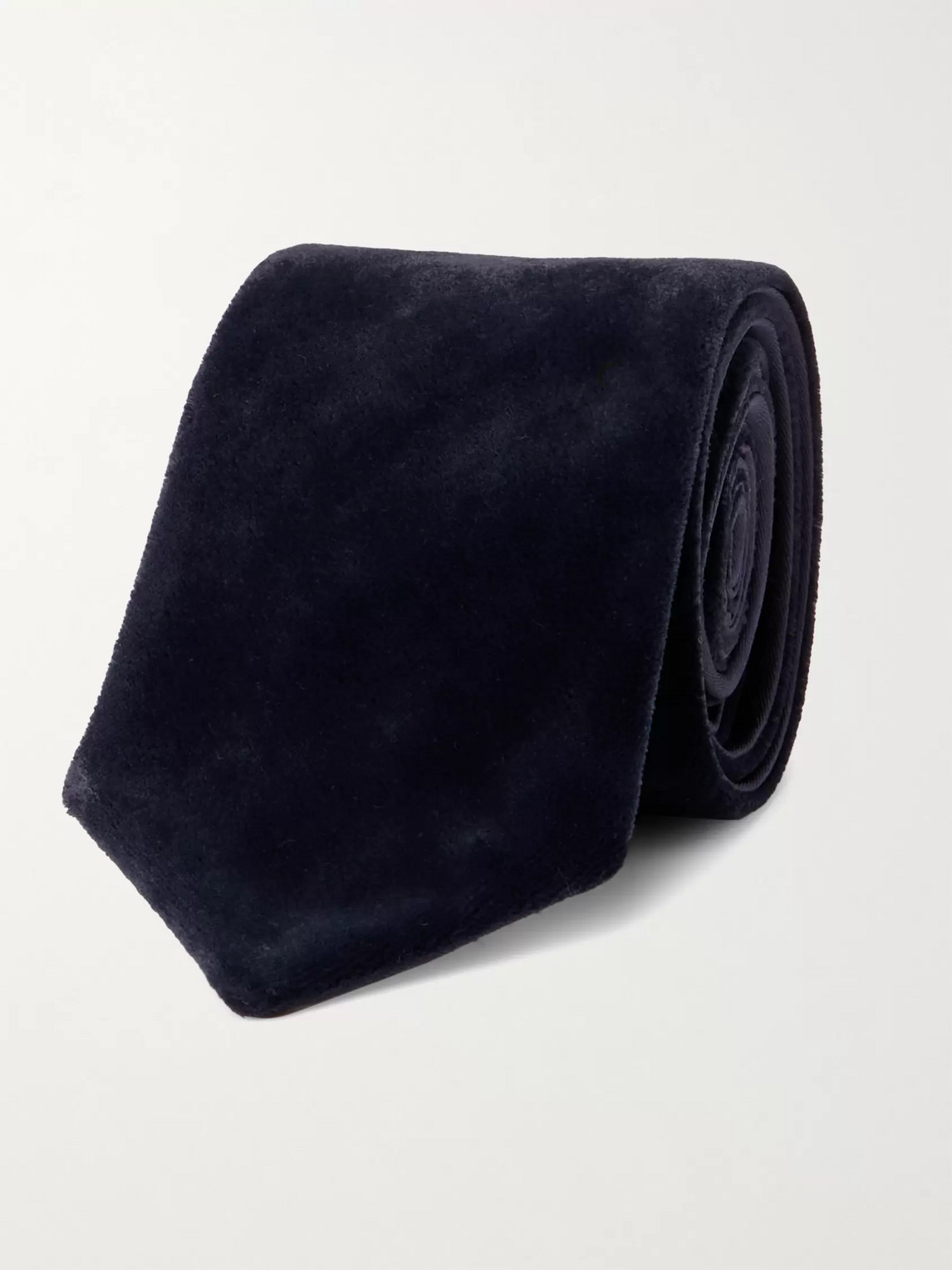 Giorgio Armani 7.5cm Silk-velvet Tie In Blue