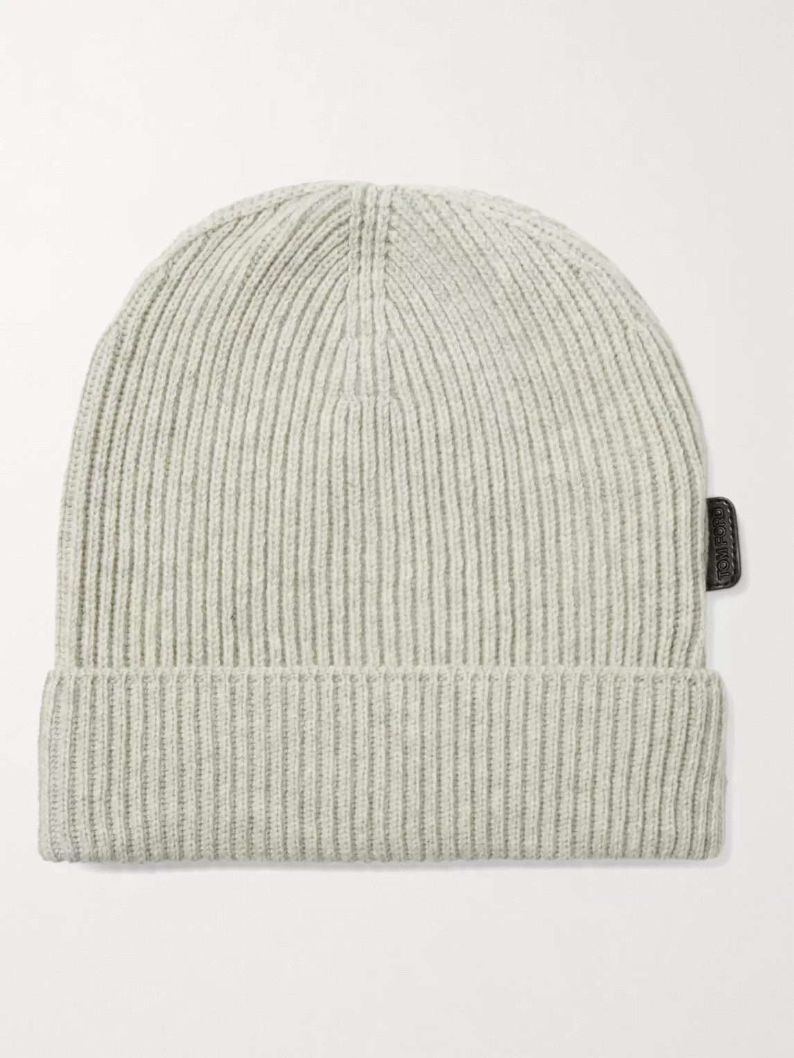 Tom Ford Ribbed Cashmere Beanie In Gray