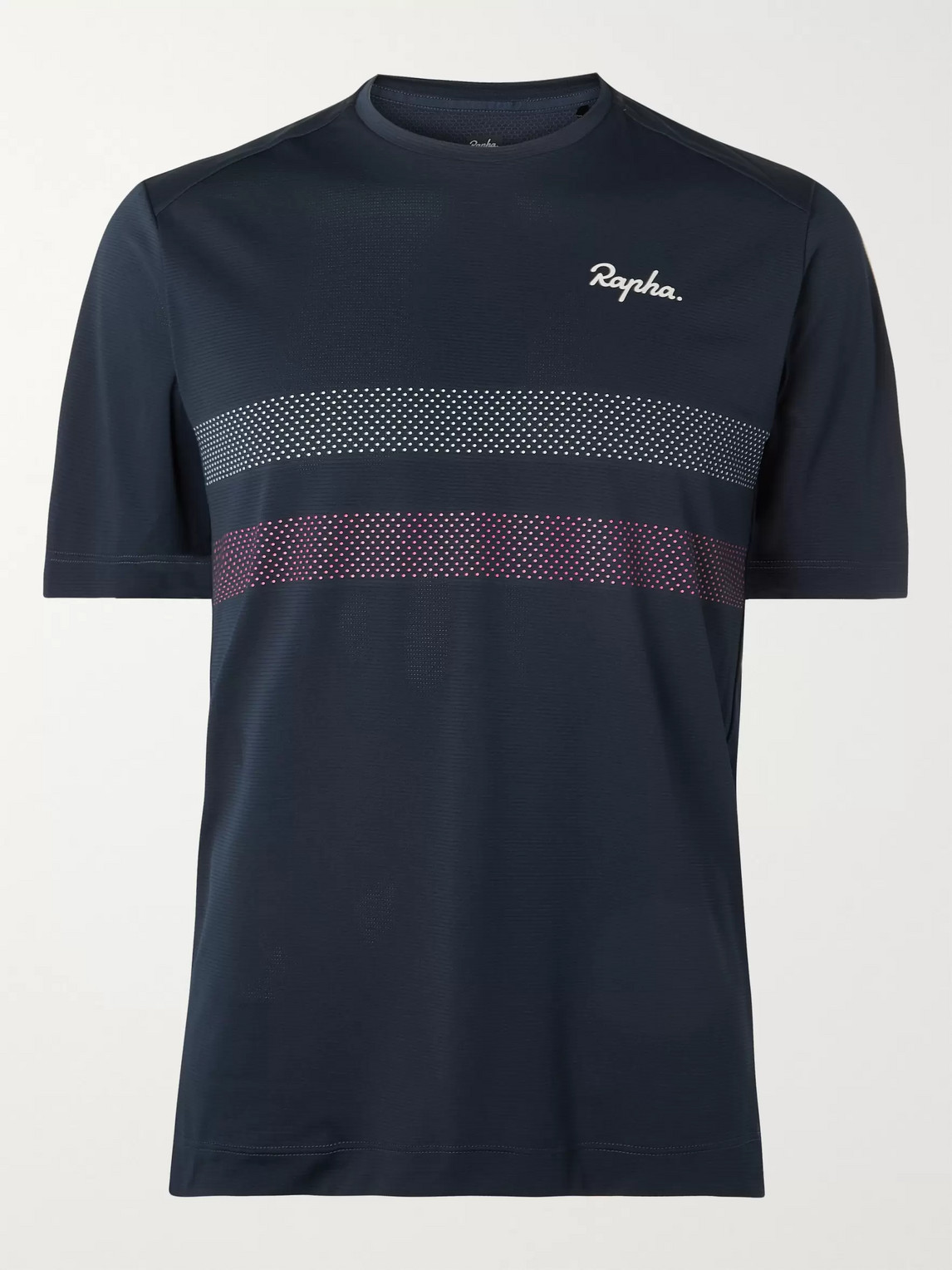 Rapha Explore Technical Striped Stretch-mesh T-shirt In Blue