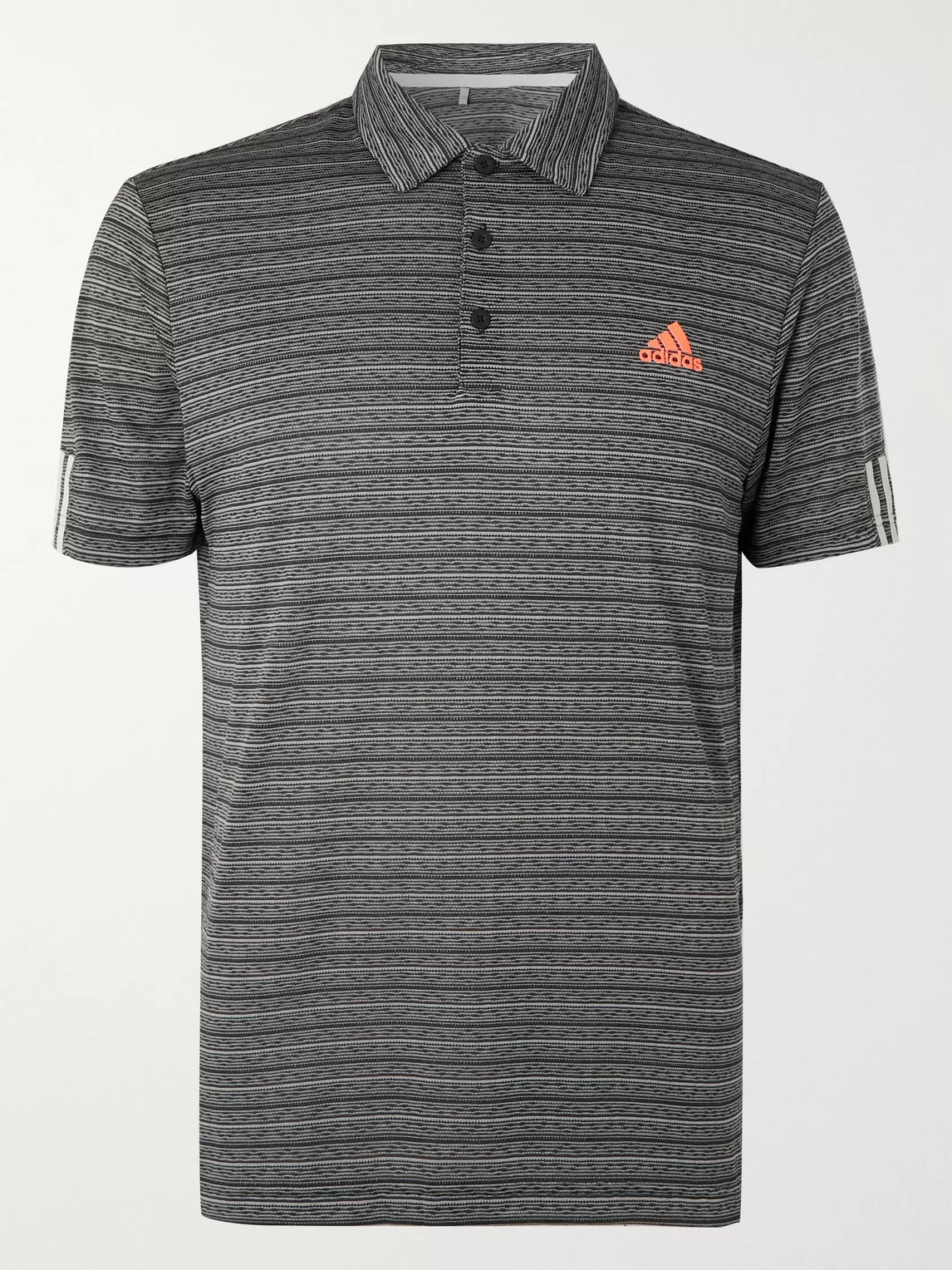 Adidas Golf Striped Tech-jersey Golf Polo Shirt In Grey