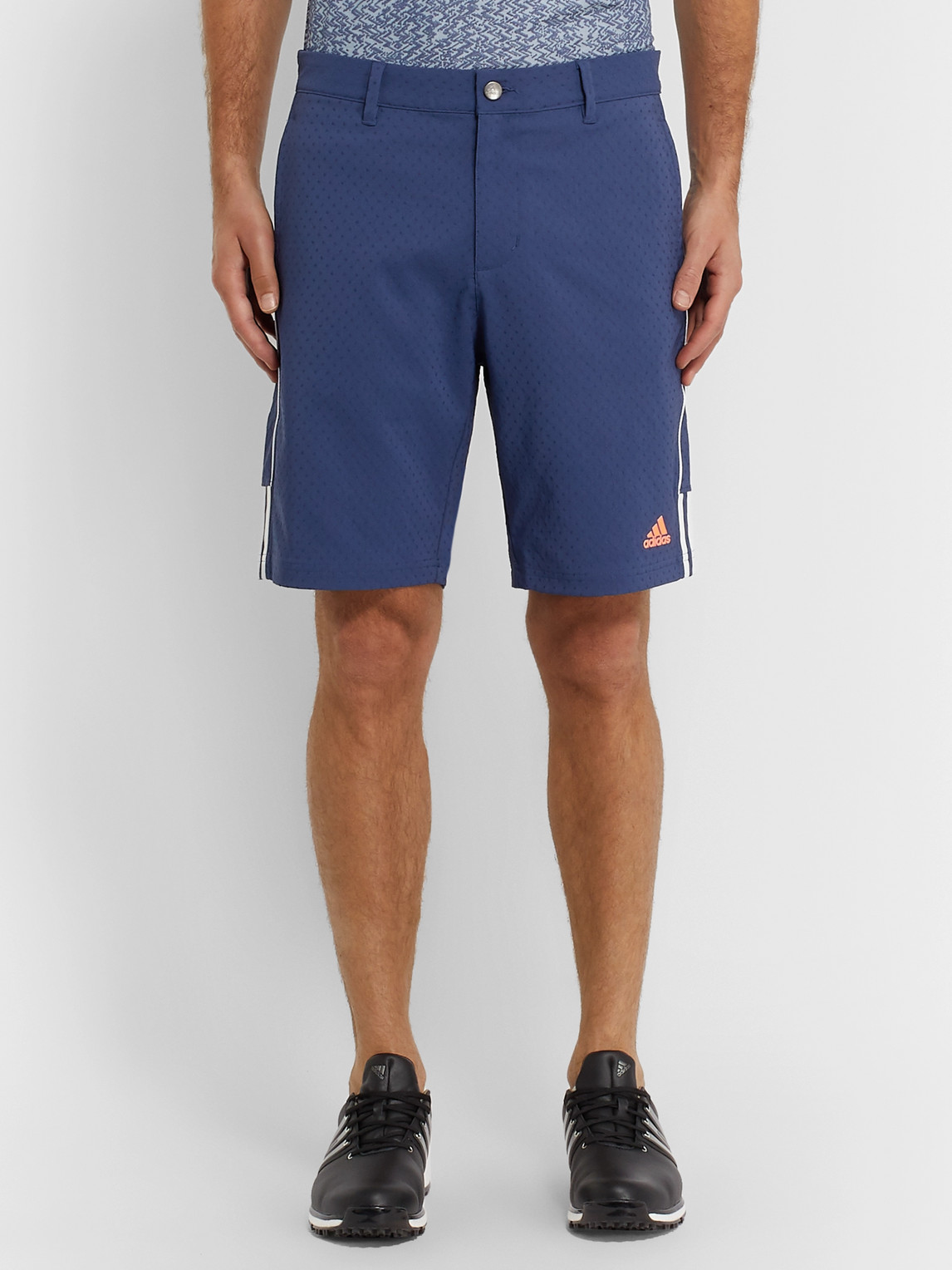 Shop Adidas Golf Canvas-dobby Golf Shorts In Blue