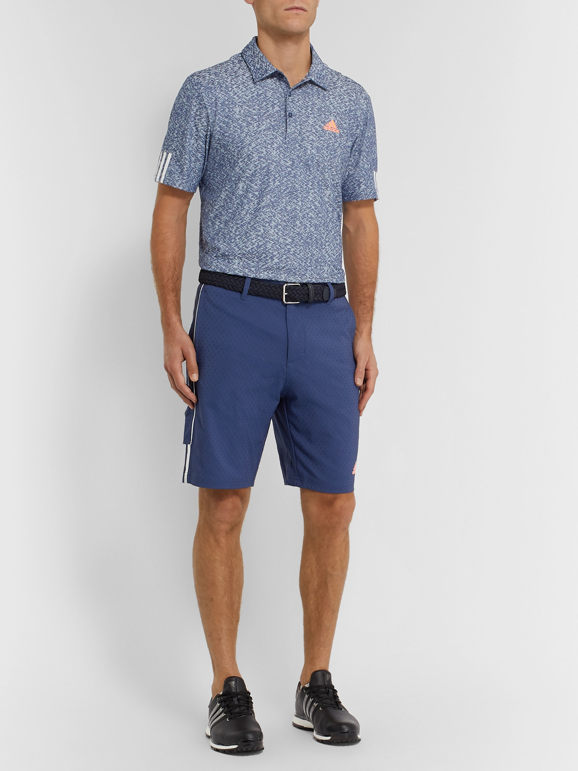 Shop Adidas Golf Canvas-dobby Golf Shorts In Blue