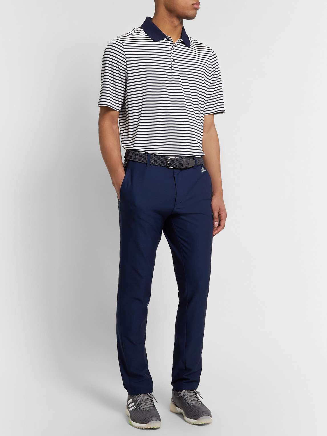 Kjus Luis Striped Stretch-mesh Golf Polo Shirt In Blue