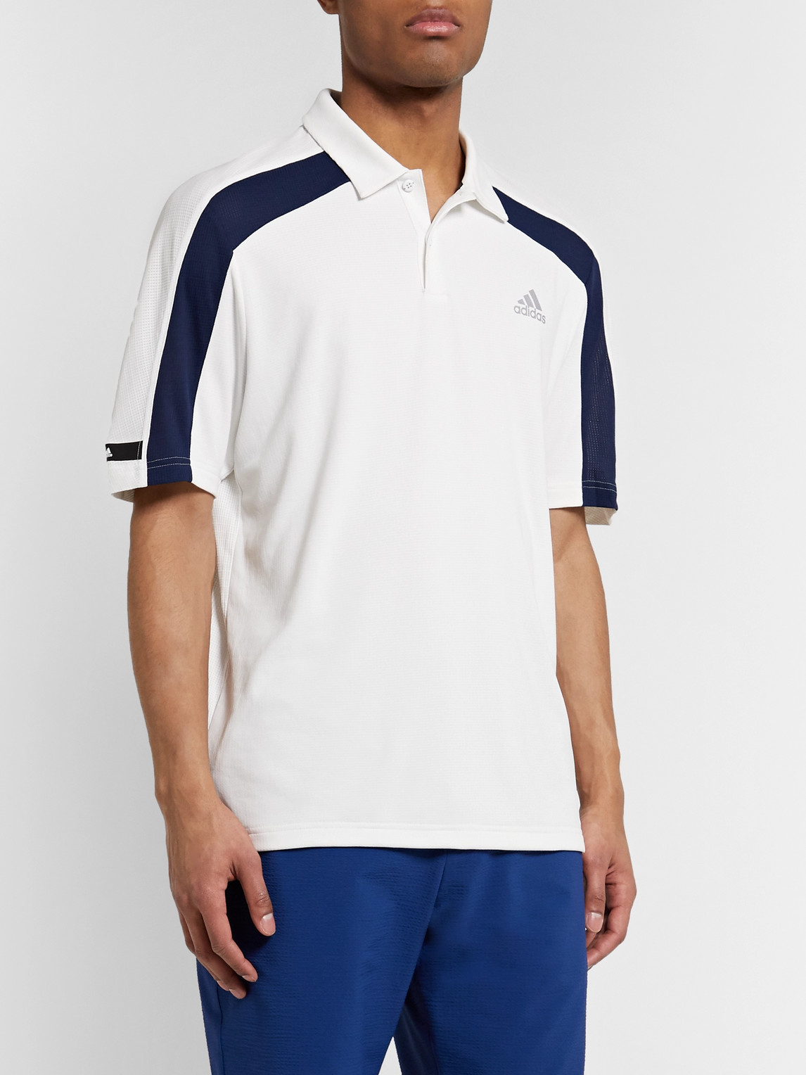 Shop Adidas Golf Colour-block Heat.rdy Mesh Golf Polo Shirt In White