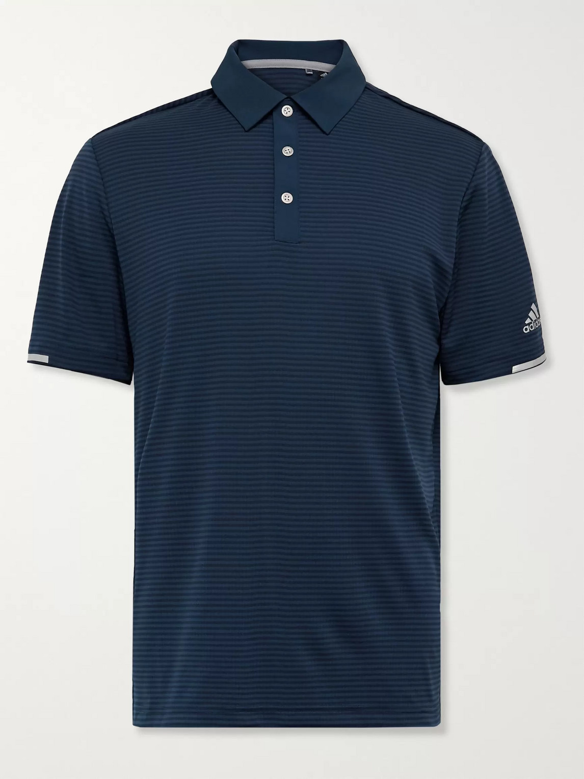 Adidas Golf Striped Heat.rdy Mesh Golf Polo Shirt In Blue
