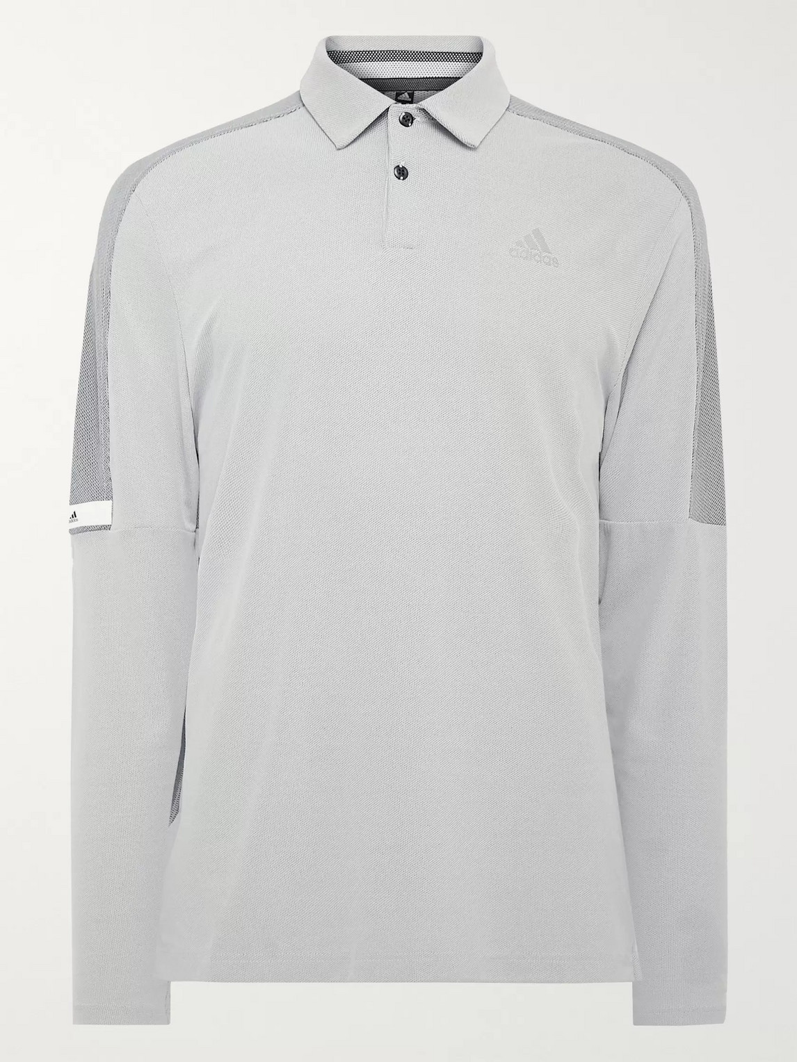 Adidas Golf Colour-block Mesh Golf Polo Shirt In Grey
