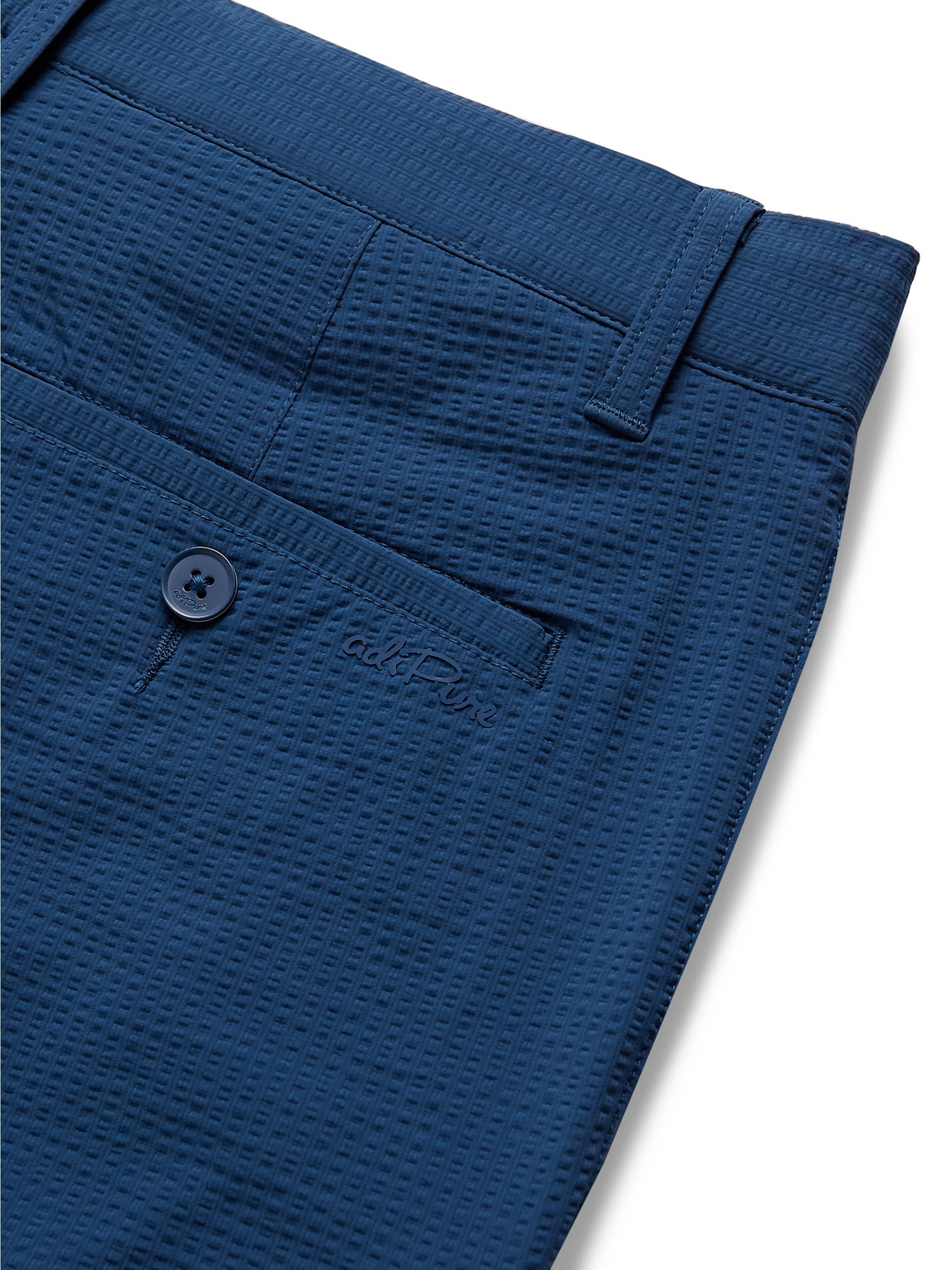 Shop Adidas Golf Adipure Slim-fit Stretch-seersucker Golf Shorts In Blue