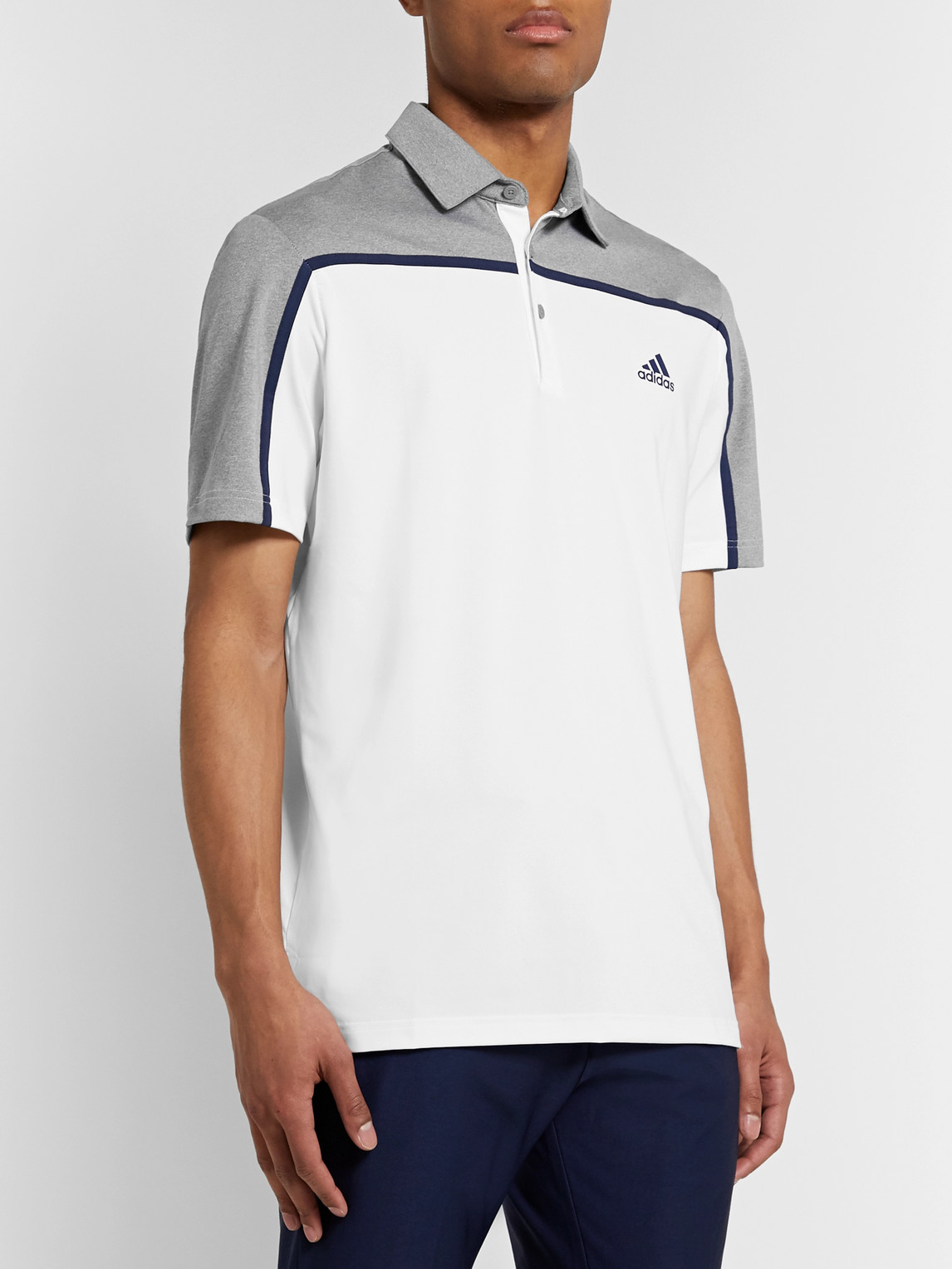 Shop Adidas Golf Ultimate 365 Colour-block Stretch-jersey Golf Polo Shirt In White