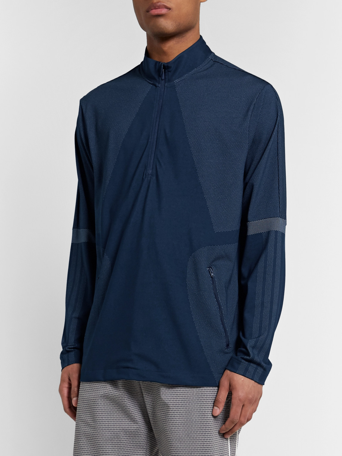 Shop Adidas Golf Sport Warp Knit Half-zip Golf Top In Blue