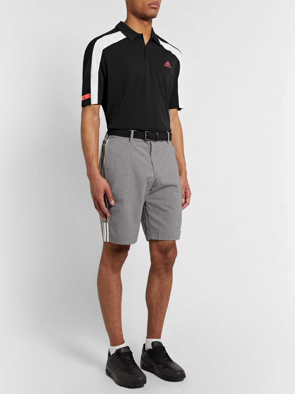 Shop Adidas Golf Colour-block Heat.rdy Mesh Golf Polo Shirt In Black